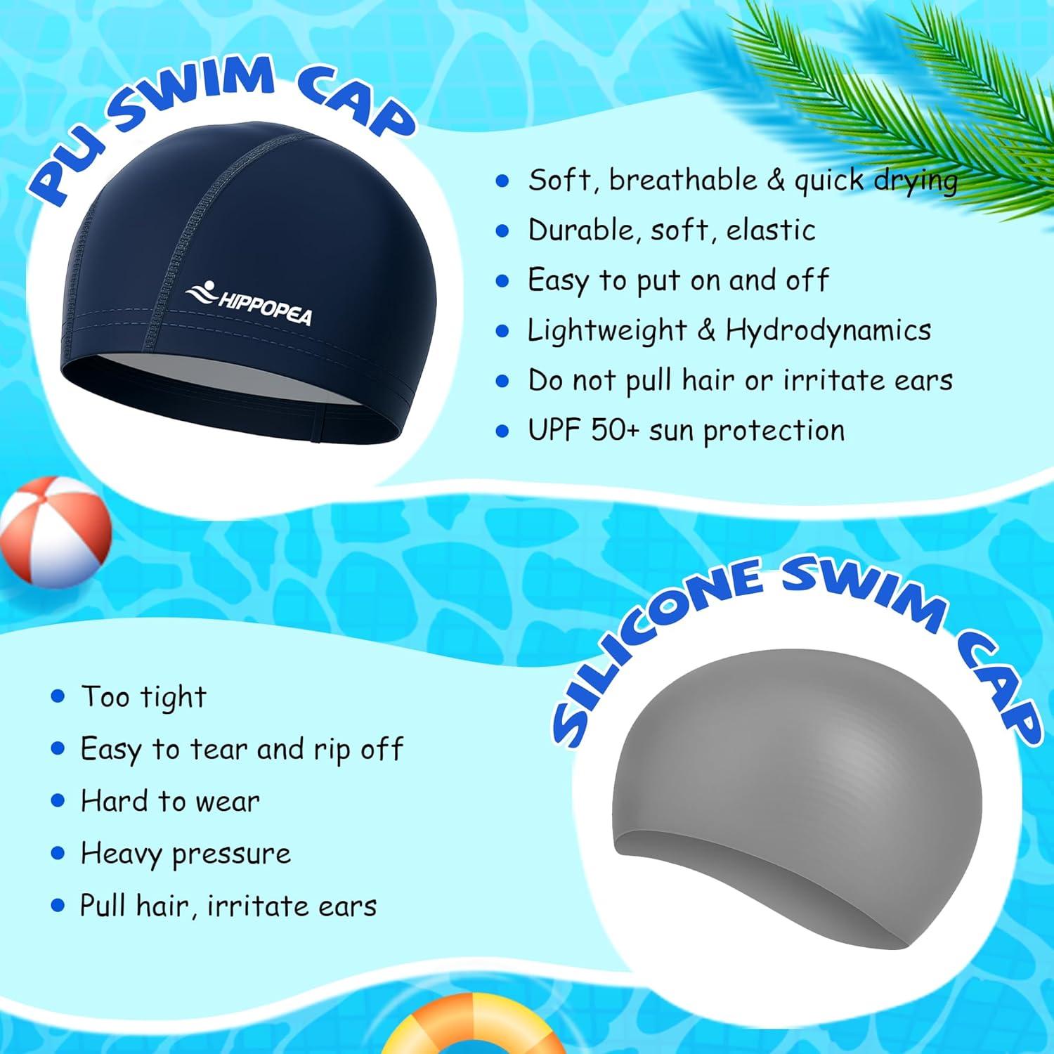 Gorro de Natación HIPPOPEA Unisex Azul Profundo Transpirable