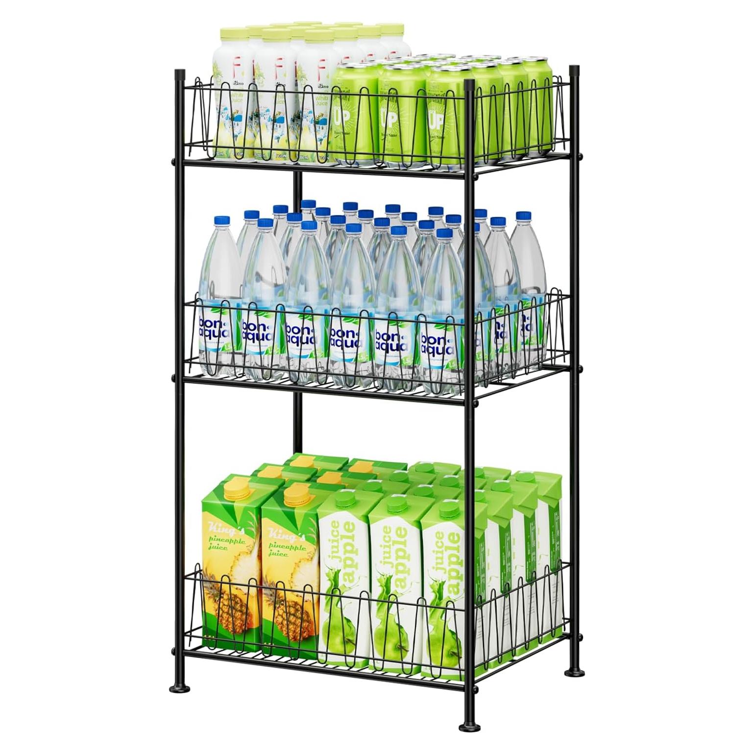 Organizador de Botellas de Agua ETELI 3 Niveles Metal Negro