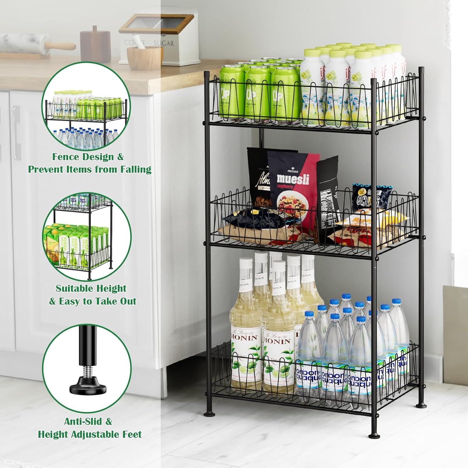 Organizador de Botellas de Agua ETELI 3 Niveles Metal Negro