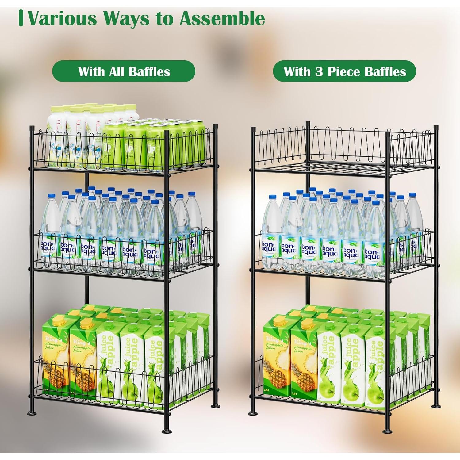 Organizador de Botellas de Agua ETELI 3 Niveles Metal Negro