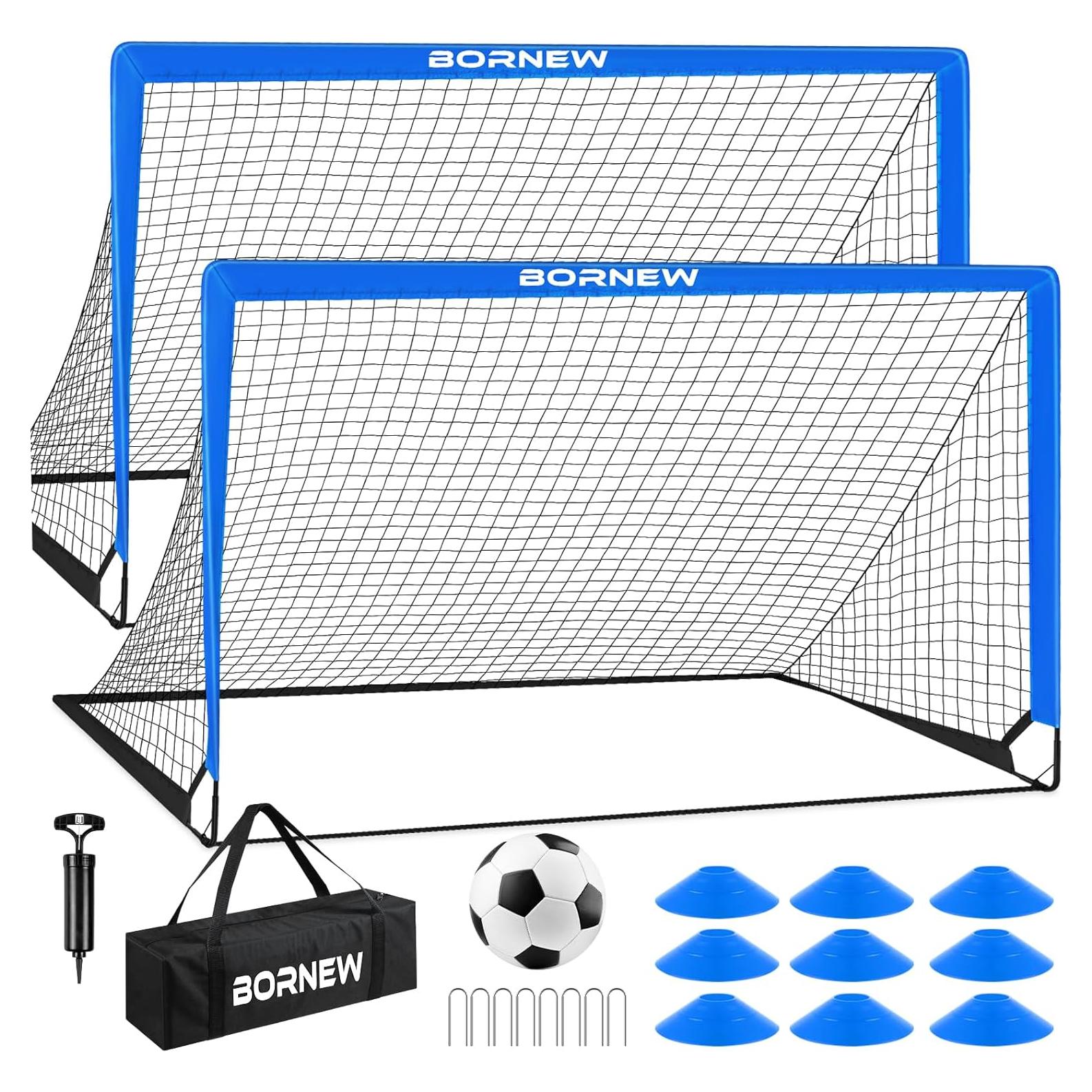 Conjunto de 2 Metas de Fútbol BORNEW 1.83x1.22m para Niños