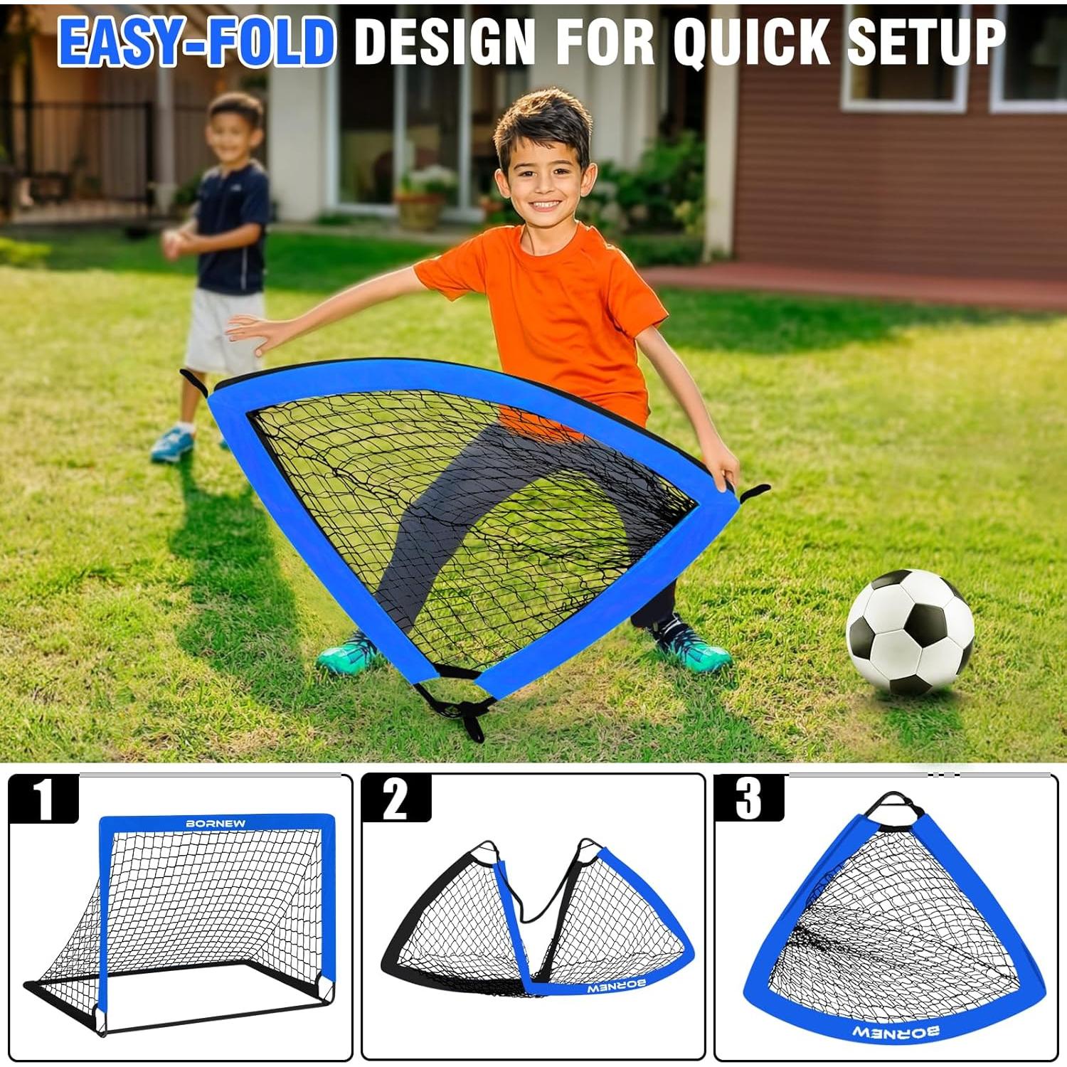 Conjunto de 2 Metas de Fútbol BORNEW 1.83x1.22m para Niños