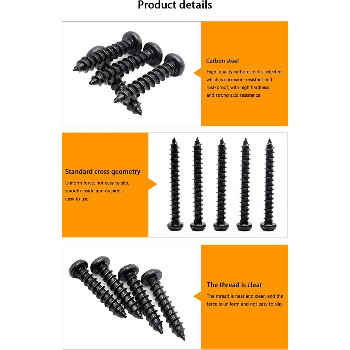 Kit de Tornillos de Madera Indprod 440 pcs M3 M4 M5 Acero