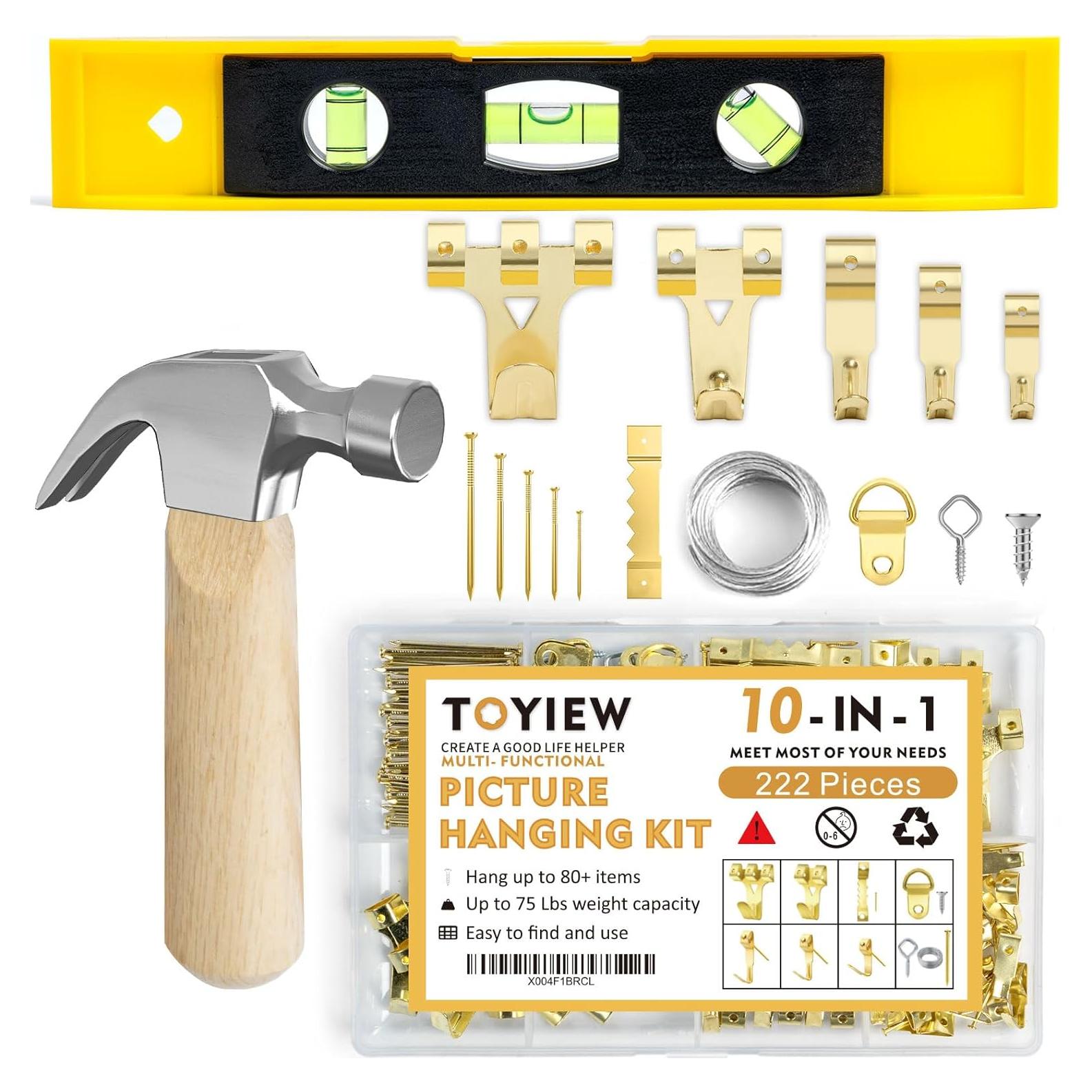 Kit de Colgar Imágenes TOYIEW 224 Piezas con Martillo y Nivel