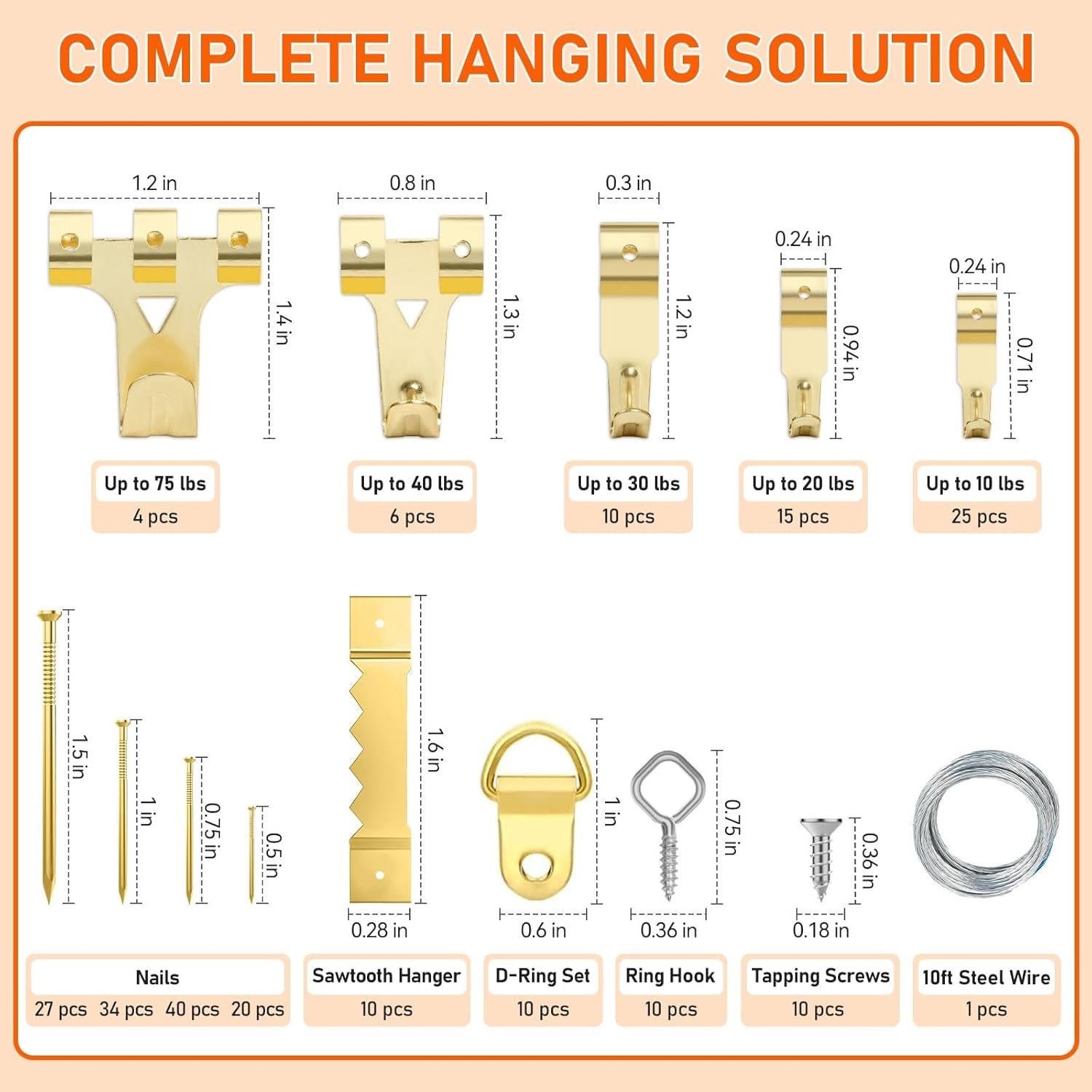 Kit de Colgar Imágenes TOYIEW 224 Piezas con Martillo y Nivel