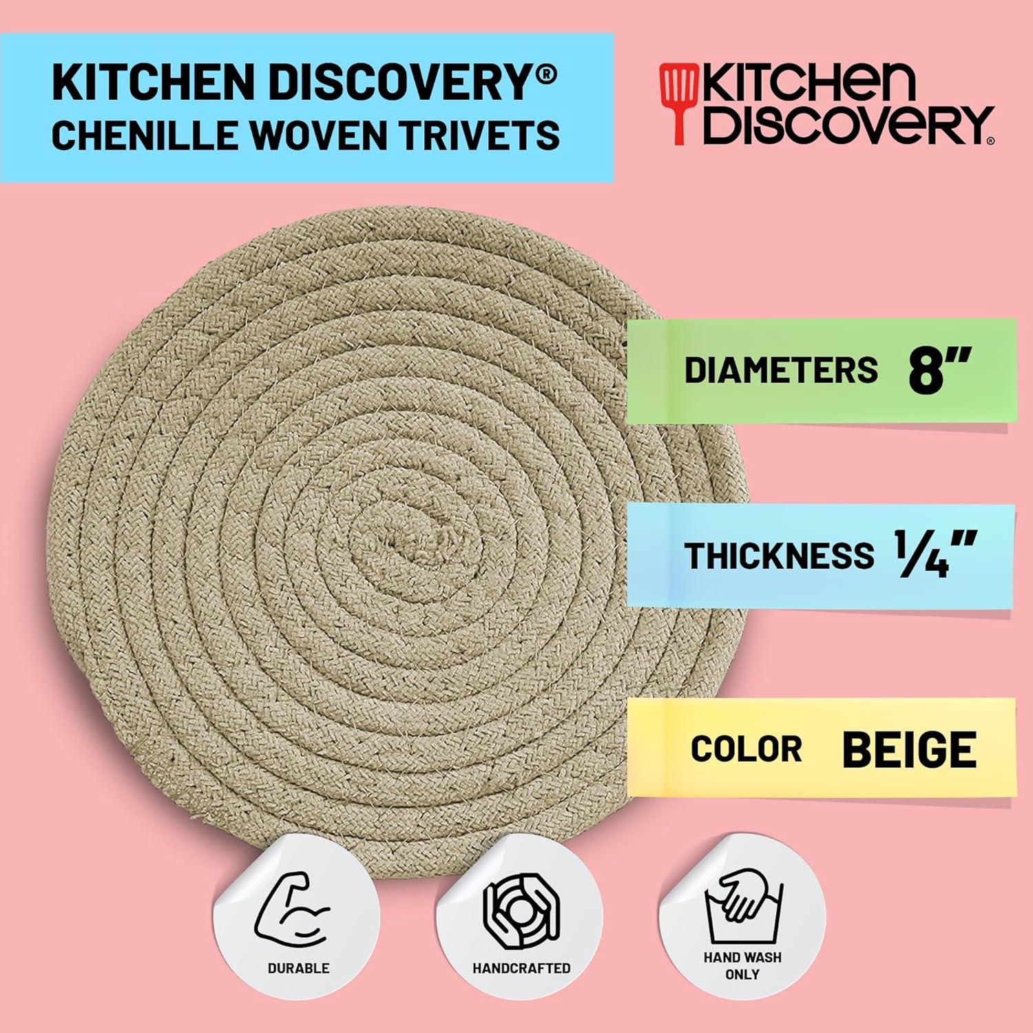 Set de 3 Trivetes de Chenille Beige - Descubrimiento de Cocina