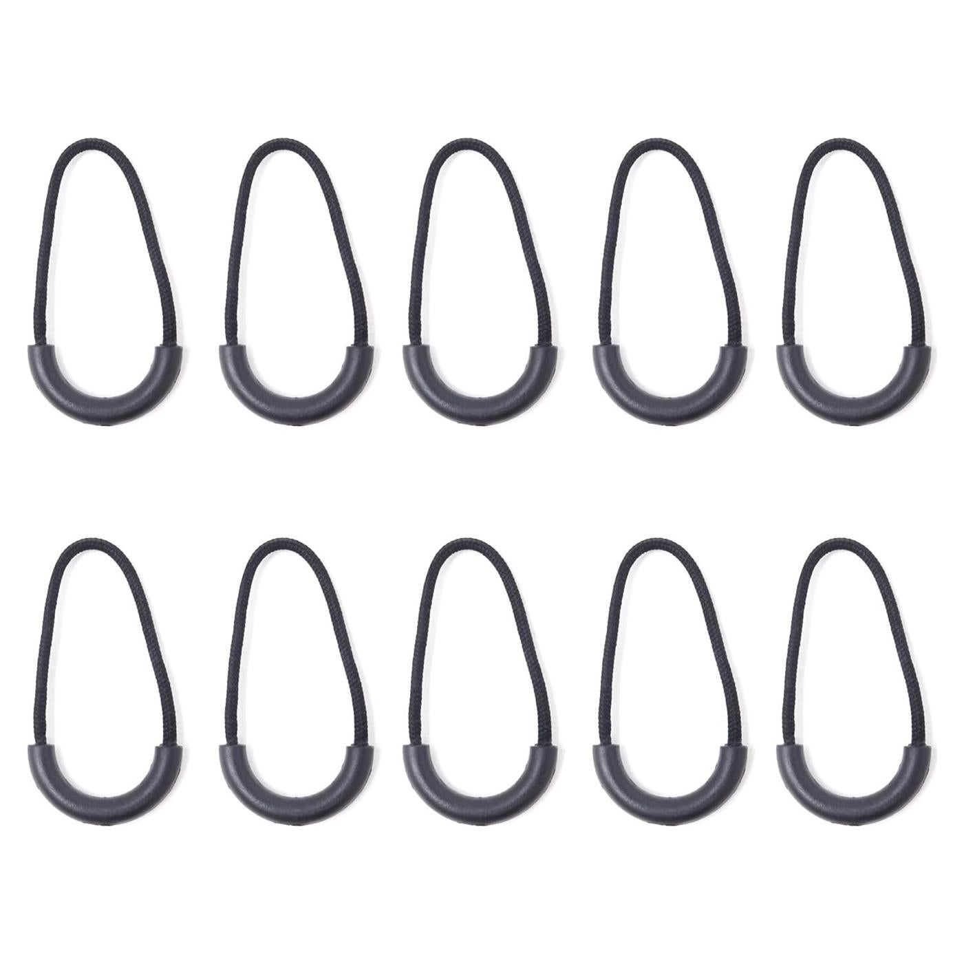 10 Tiradores de Cremallera Nylon Honbay U Alta Resistencia Negro