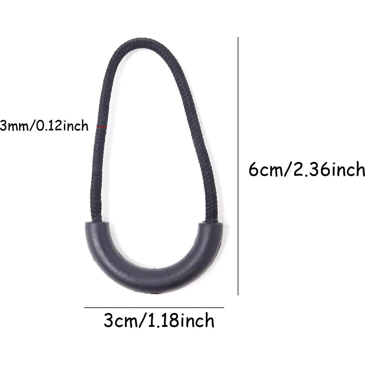 10 Tiradores de Cremallera Nylon Honbay U Alta Resistencia Negro