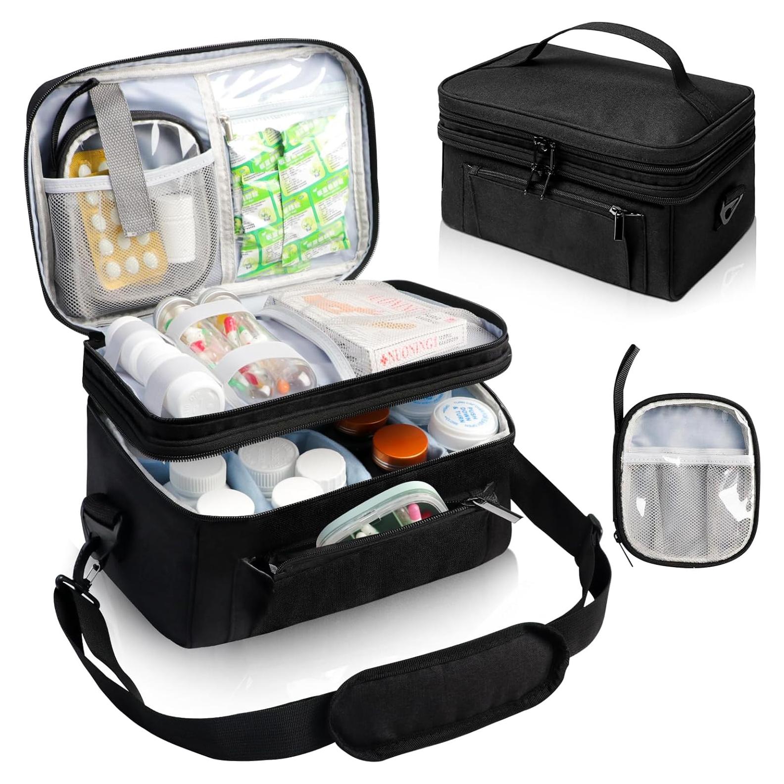 Estuche Organizador de Medicamentos Tesuko Doble Capa Negro 28x18.3x17cm