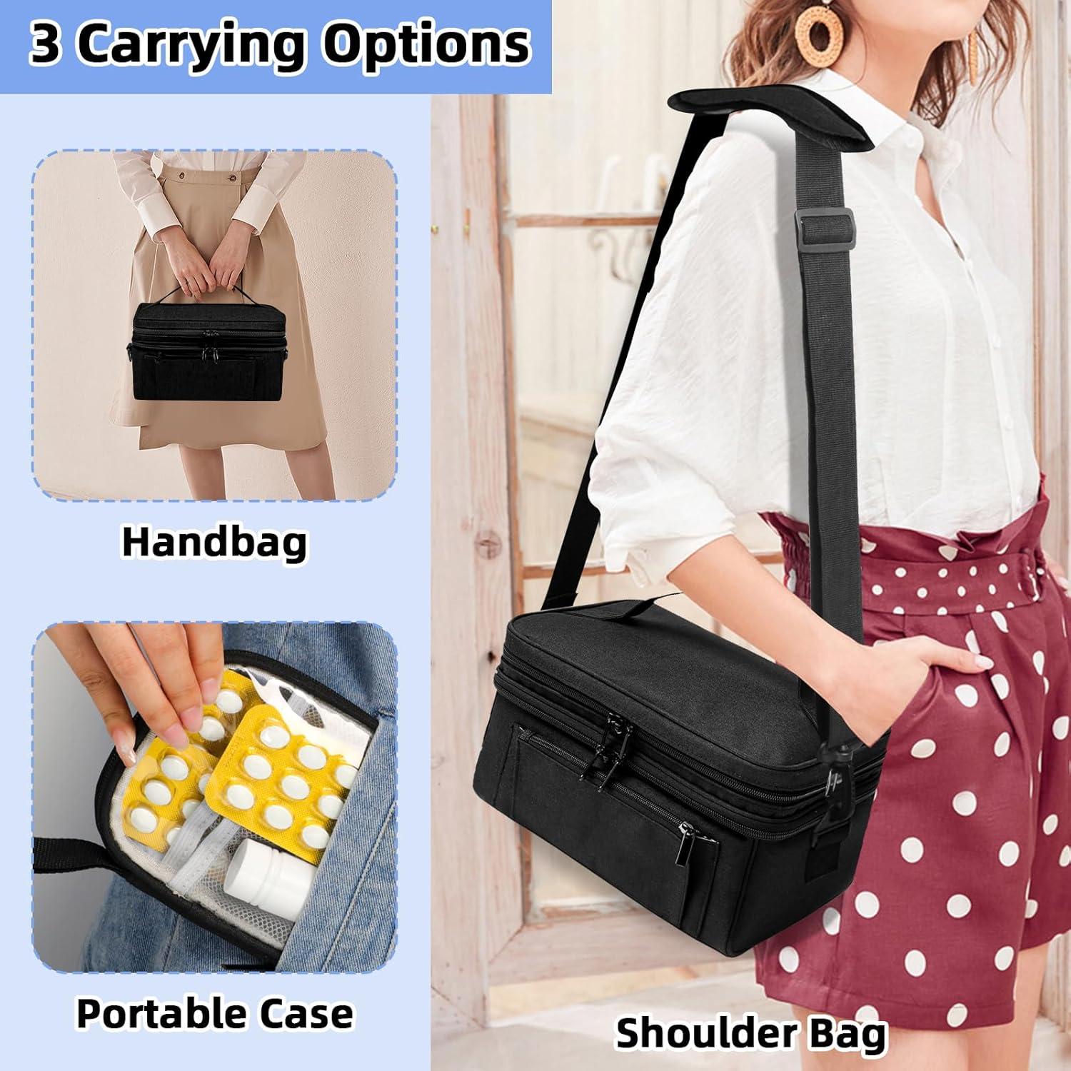 Estuche Organizador de Medicamentos Tesuko Doble Capa Negro 28x18.3x17cm