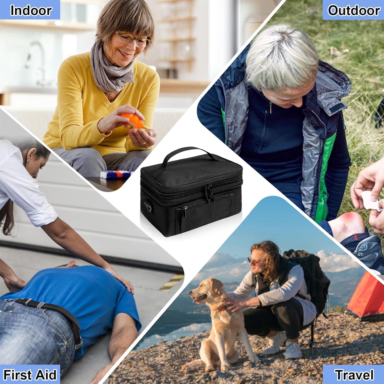 Estuche Organizador de Medicamentos Tesuko Doble Capa Negro 28x18.3x17cm