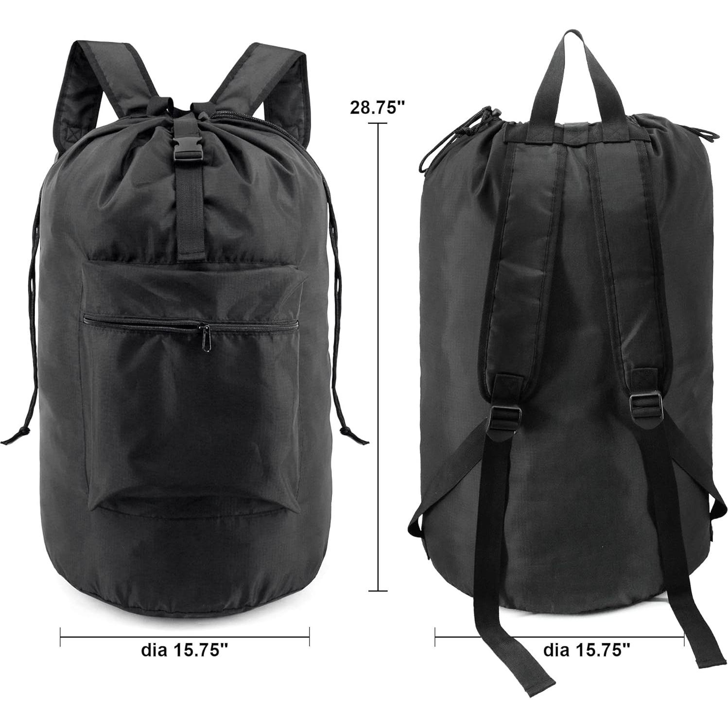 BeeGreen Mochila de Lavandería Negra 40x73 cm con Cierre y Correas Ajustables