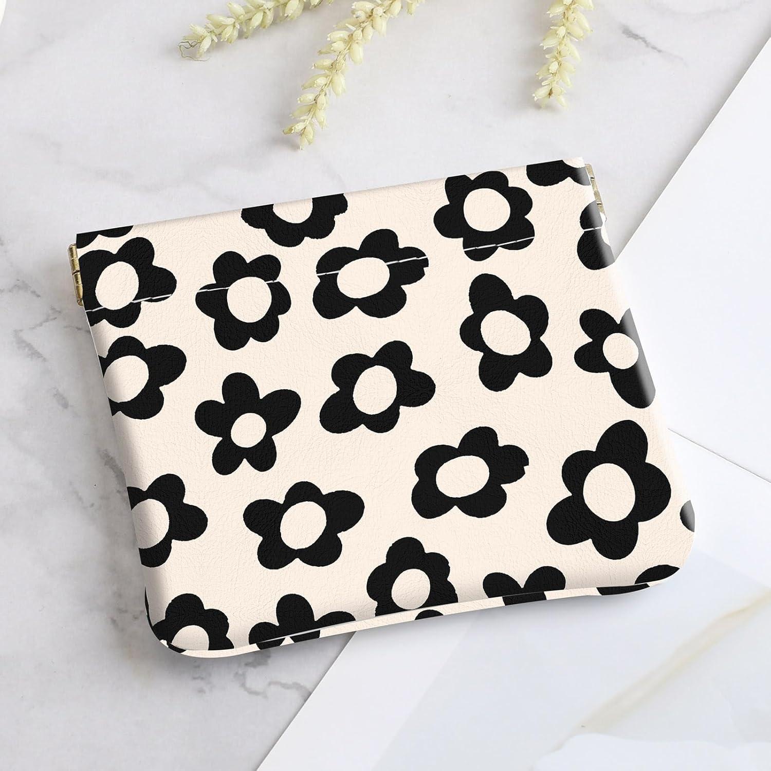 Monedero Pequeño de Cuero PU TLQ23 - 11.9x10.9cm - Negro y Beige