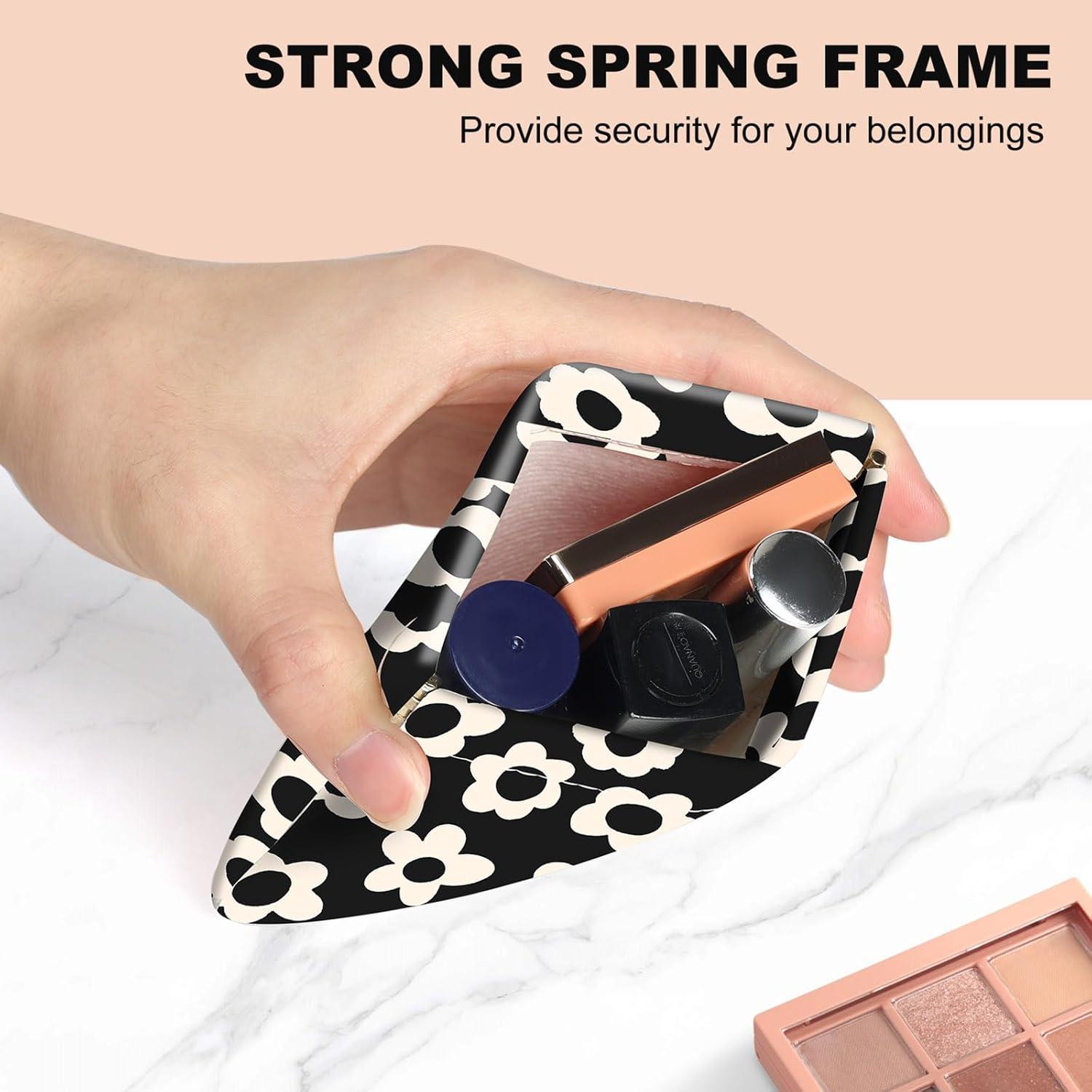 Monedero Pequeño de Cuero PU TLQ23 - 11.9x10.9cm - Negro y Beige