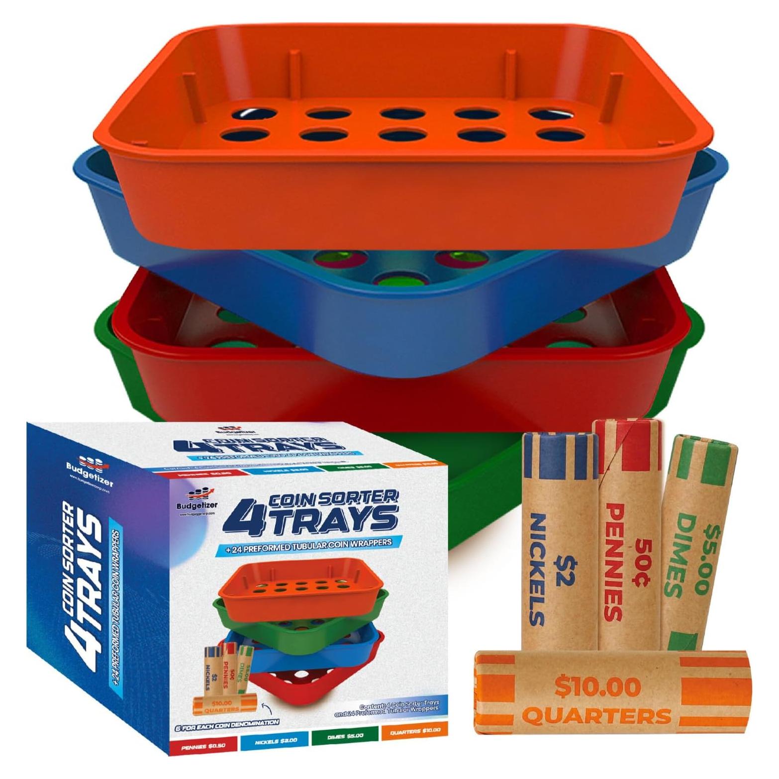 Bandeja Clasificadora de Monedas Budgetizer con 24 Envoltorios