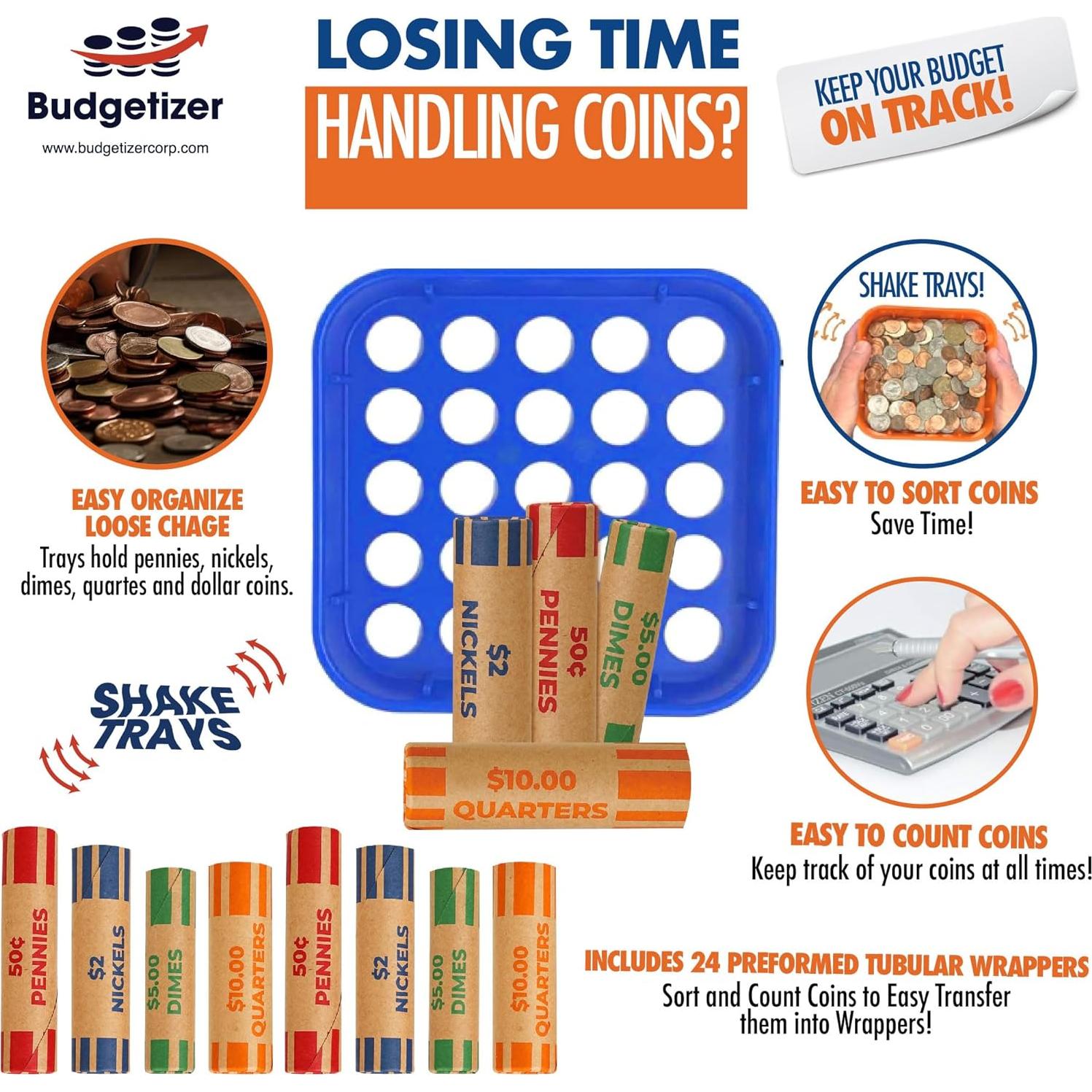 Bandeja Clasificadora de Monedas Budgetizer con 24 Envoltorios