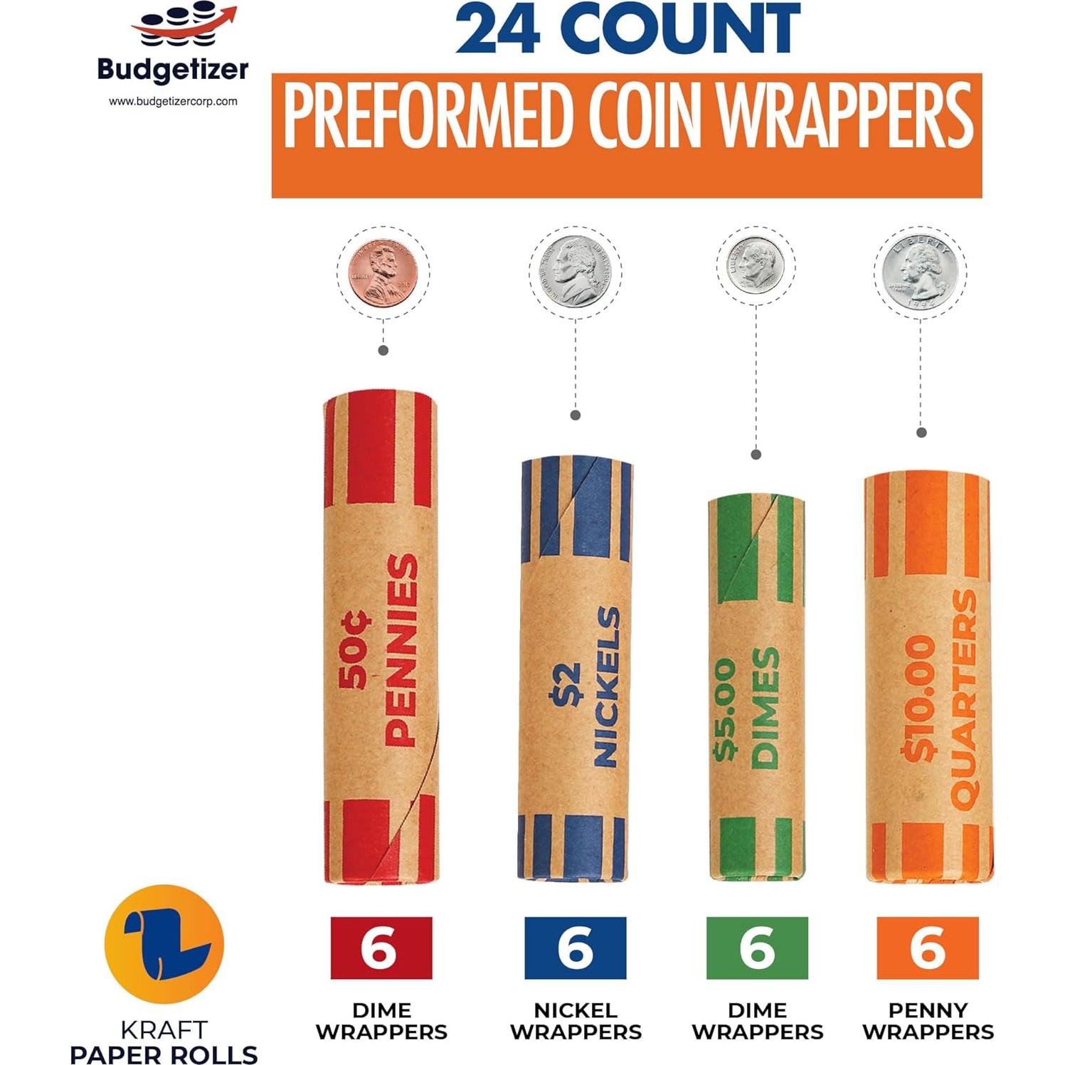 Bandeja Clasificadora de Monedas Budgetizer con 24 Envoltorios