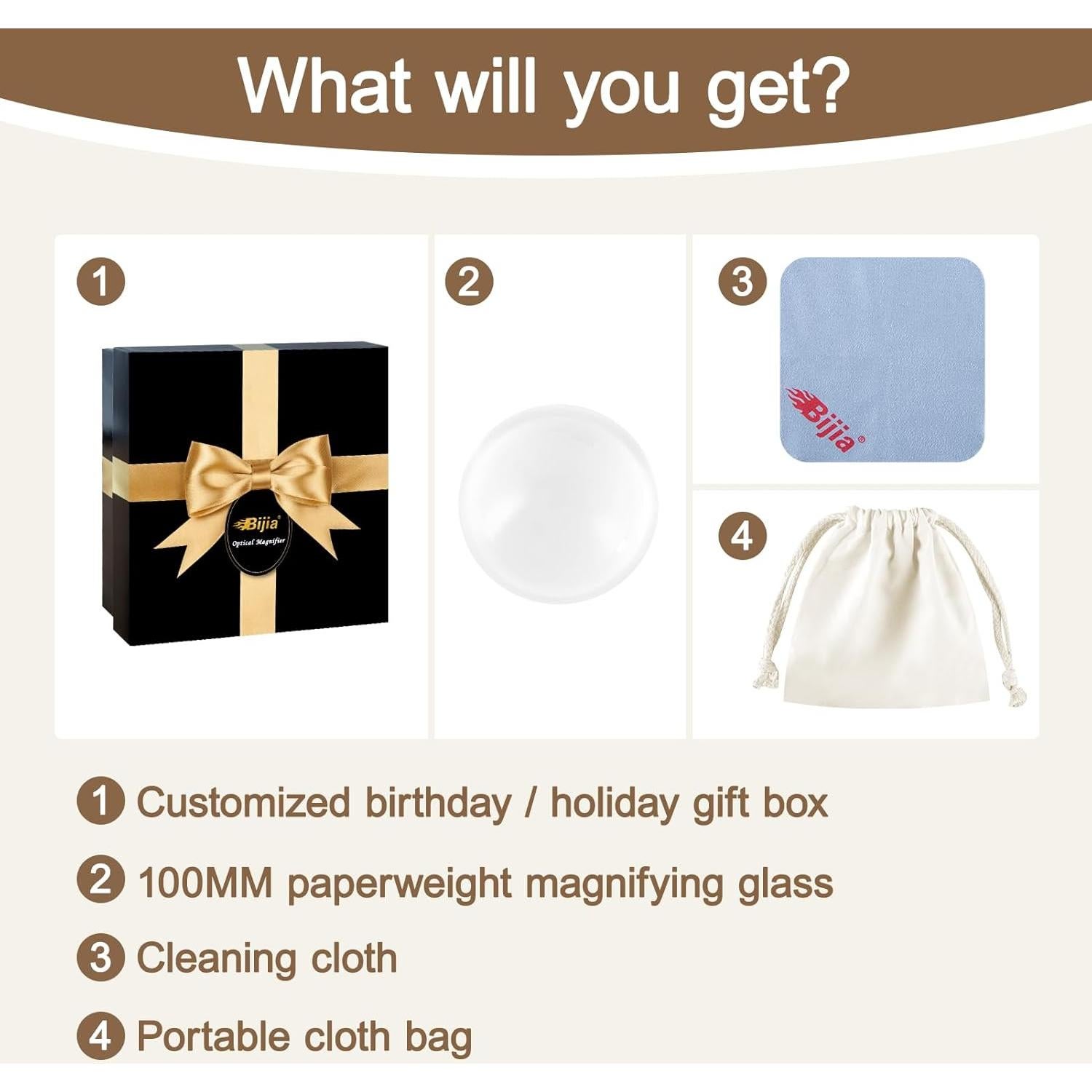 Lupa de cúpula acrílica BIJIA 100mm 30x con caja de regalo