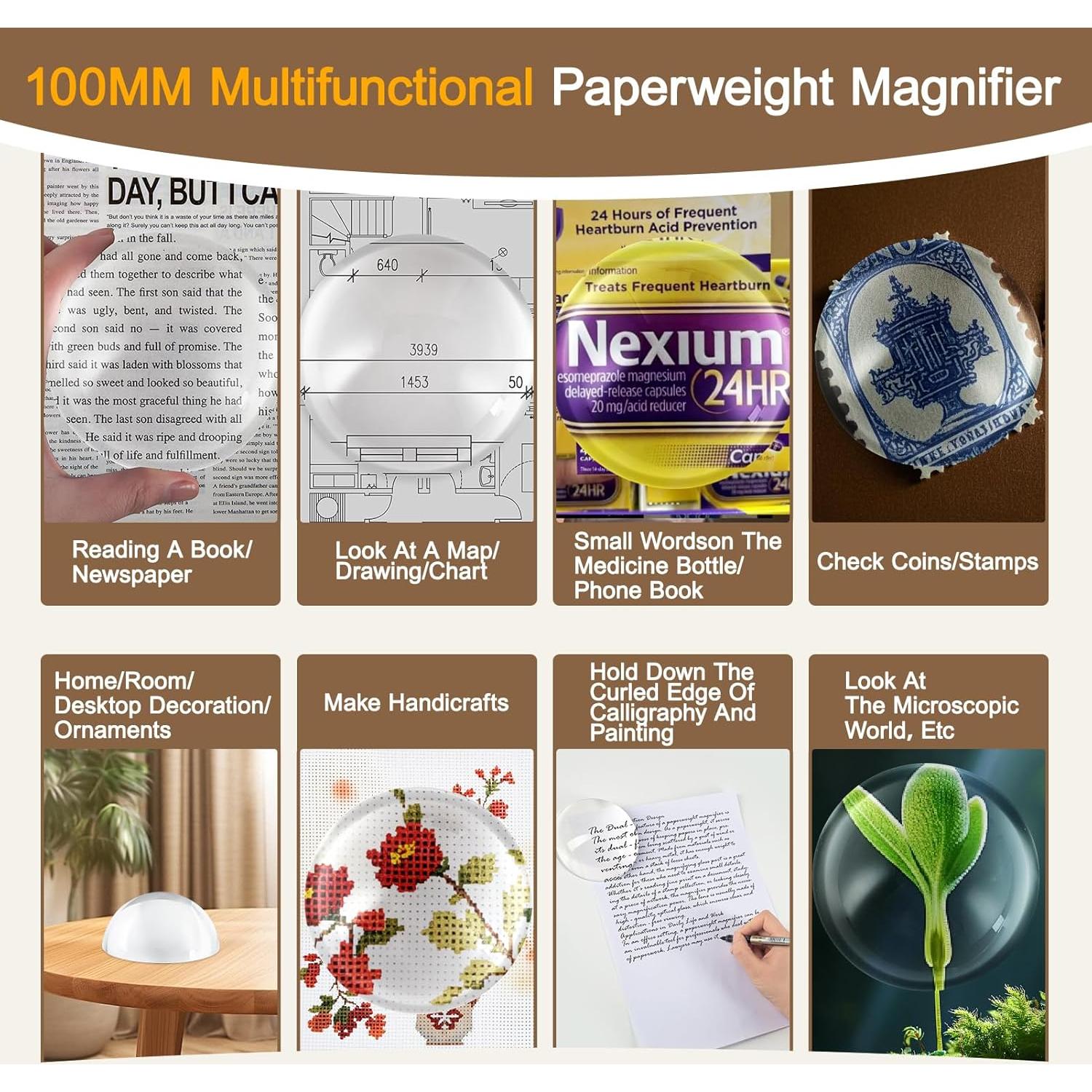 Lupa de cúpula acrílica BIJIA 100mm 30x con caja de regalo