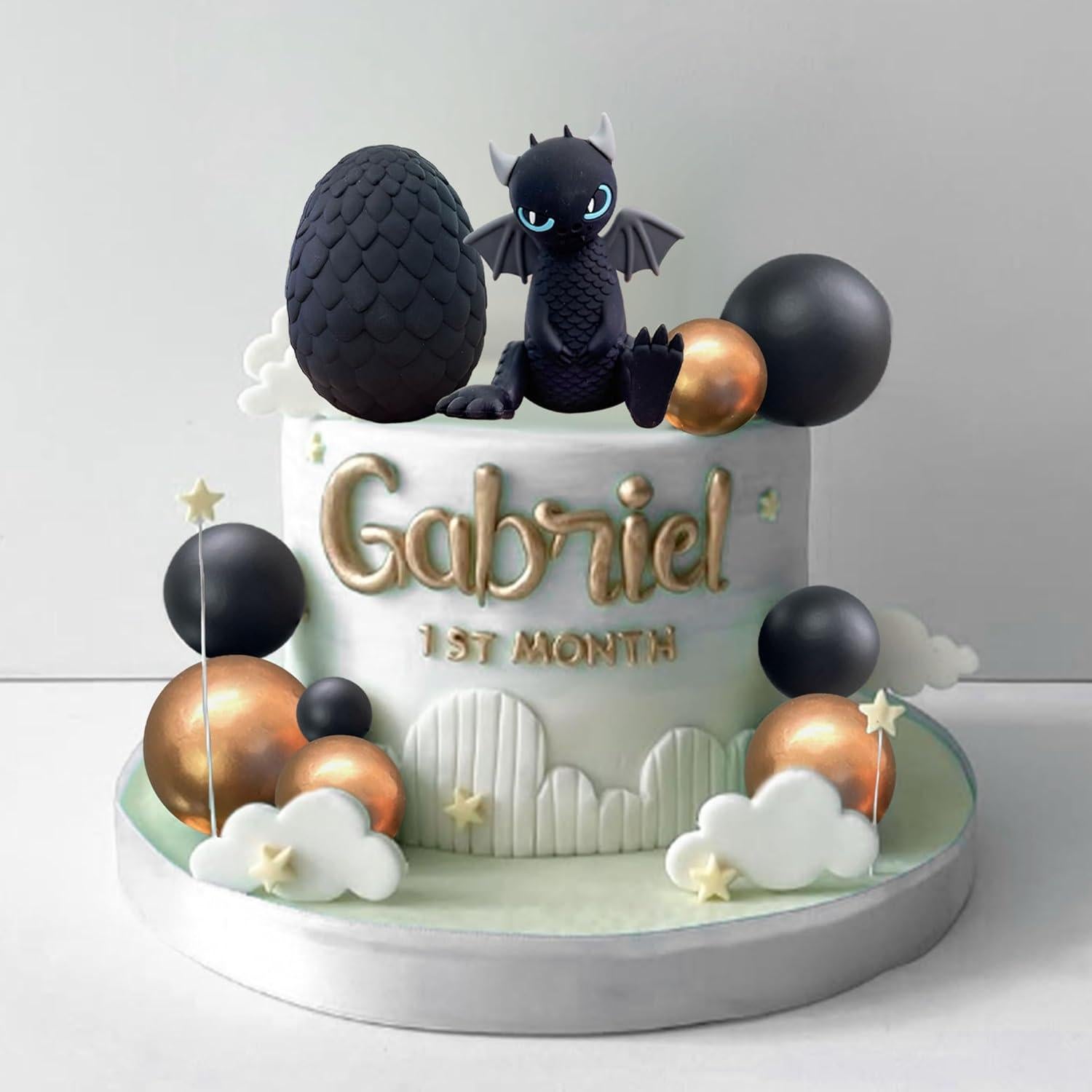 Adorno de Pastel Dragón Negro BACH AND BOOZY 10 Piezas