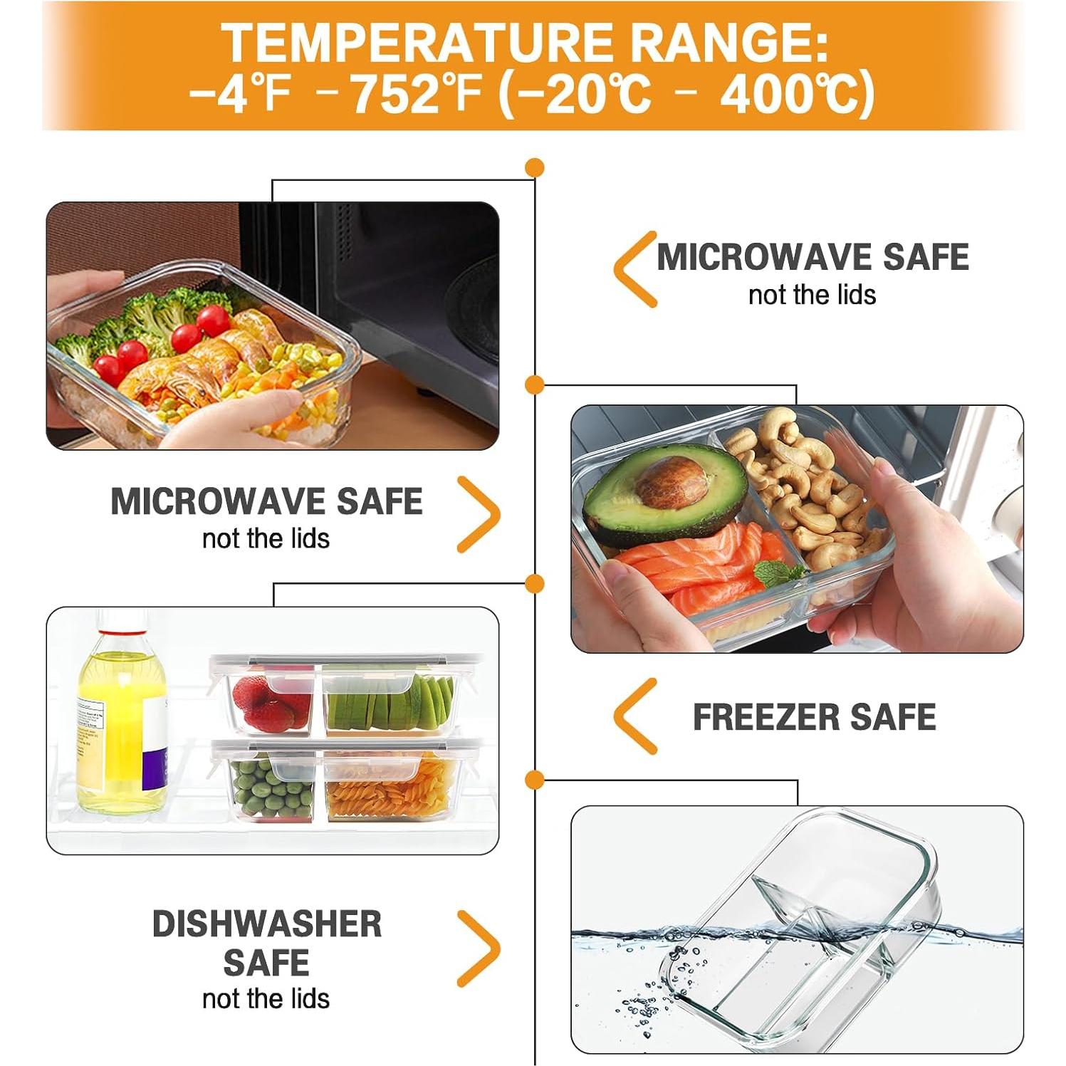 Bayco 9 Contenedores de Vidrio para Comidas A Prueba de Fugas
