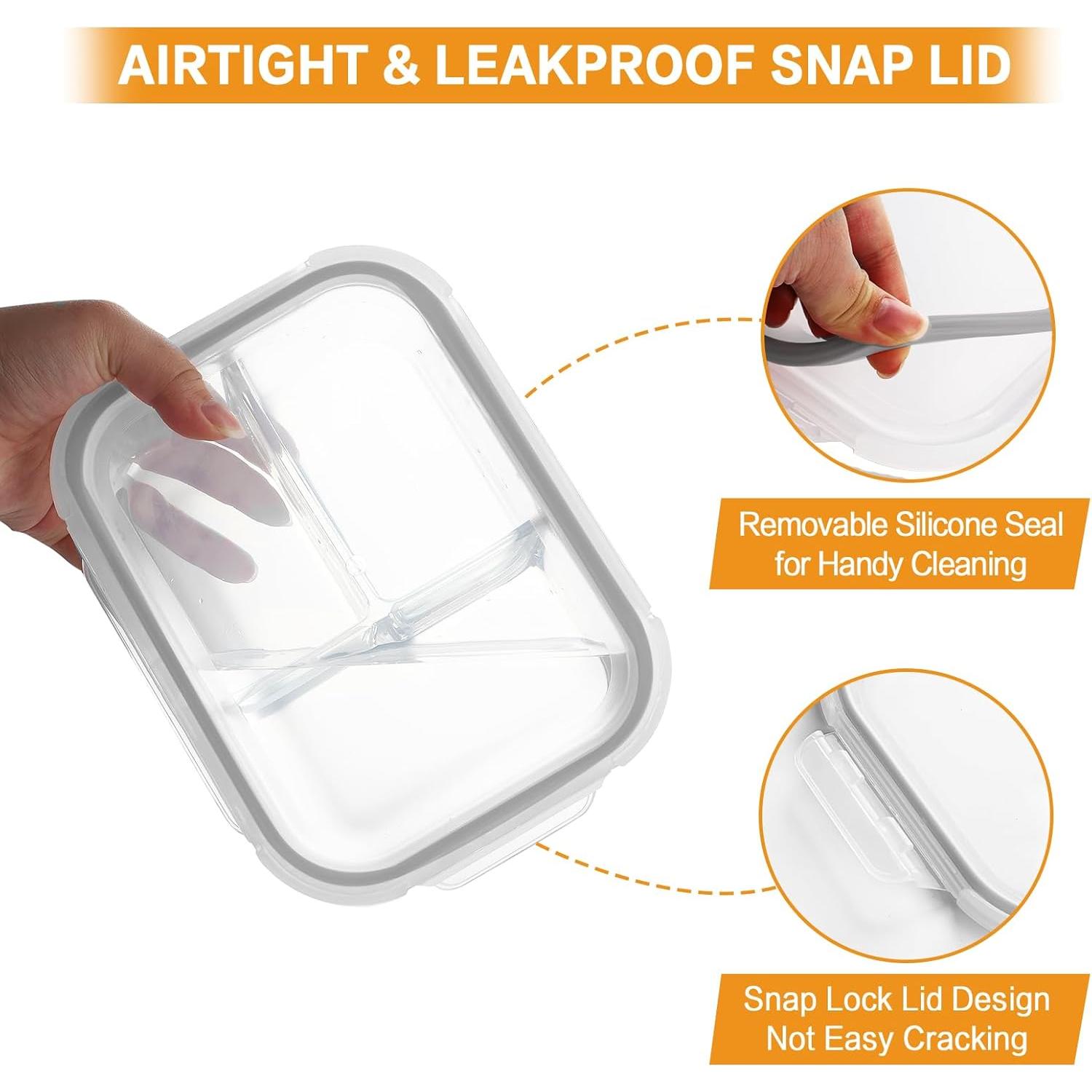 Bayco 9 Contenedores de Vidrio para Comidas A Prueba de Fugas