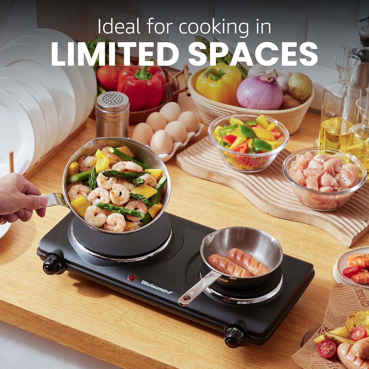 Placa Calentadora Doble Eléctrica Elite Gourmet EDB-302BF 1500W