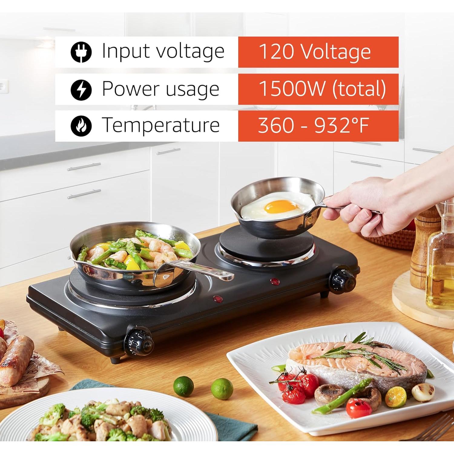 Placa Calentadora Doble Eléctrica Elite Gourmet EDB-302BF 1500W