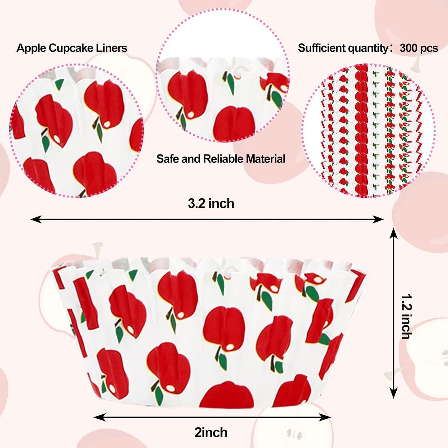 Forros para Cupcakes Manzana Rojos 300 Pcs Whaline 5.08 cm