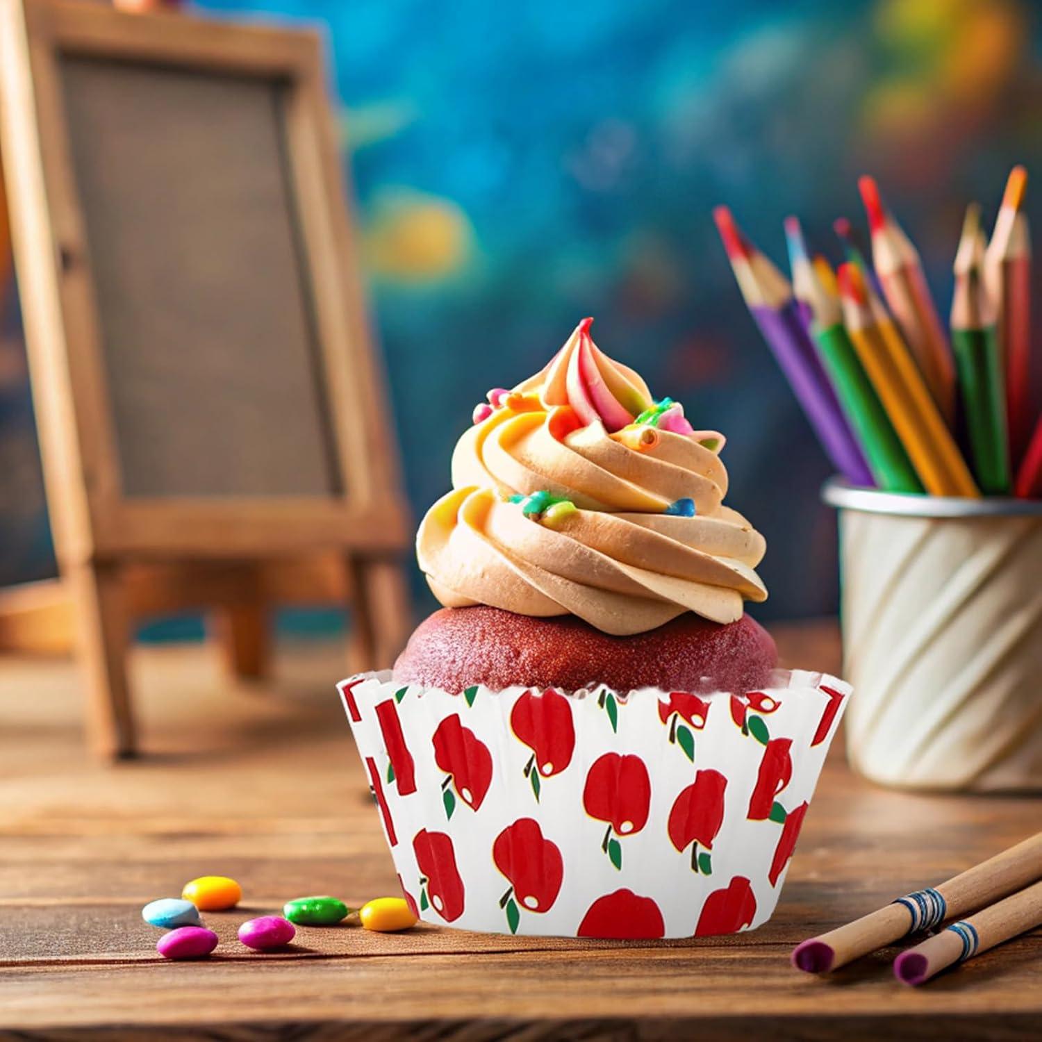 Forros para Cupcakes Manzana Rojos 300 Pcs Whaline 5.08 cm