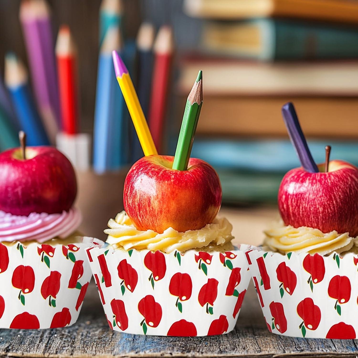 Forros para Cupcakes Manzana Rojos 300 Pcs Whaline 5.08 cm