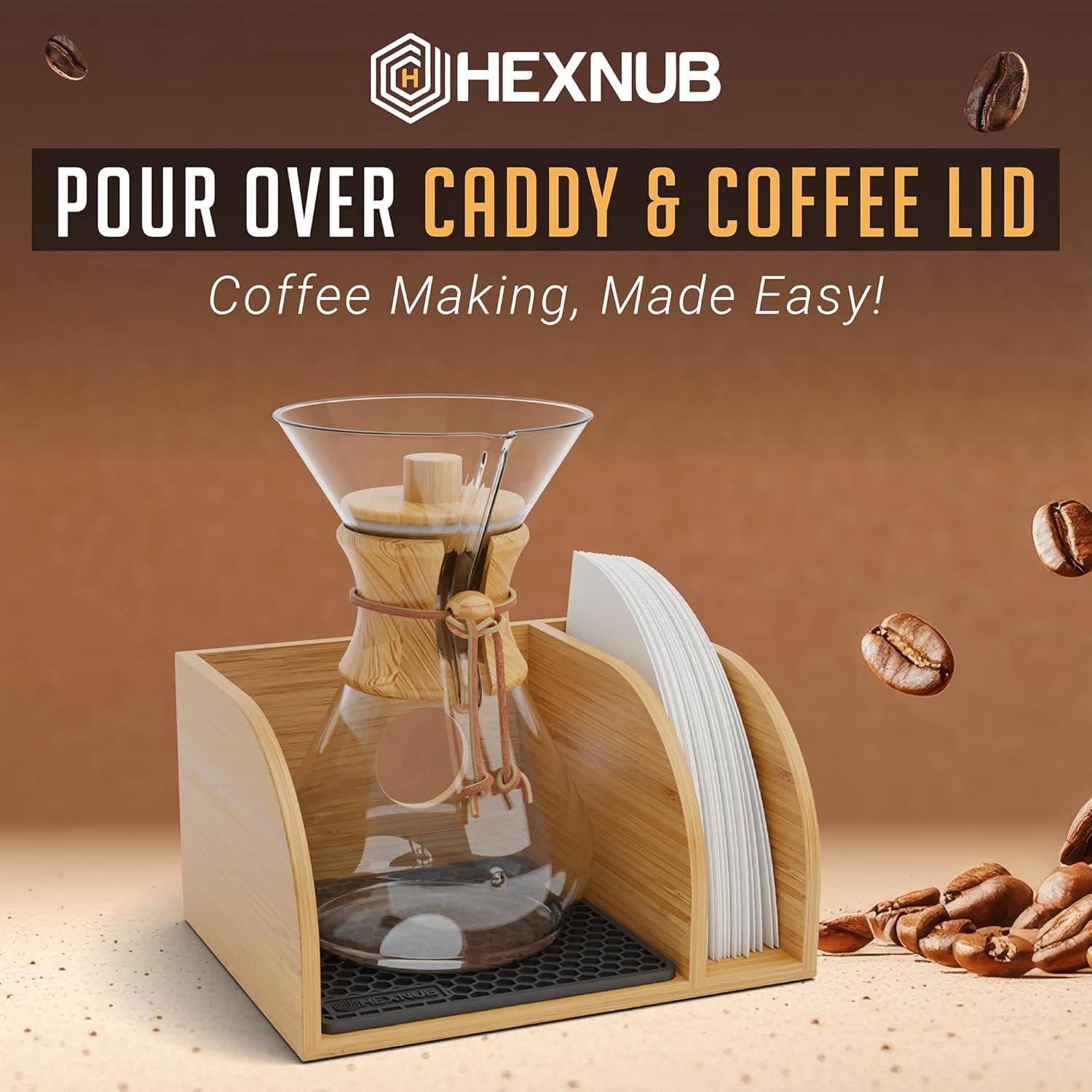 Caddy y Tapa HEXNUB para Cafetera de Goteo - Soporte de Bambú