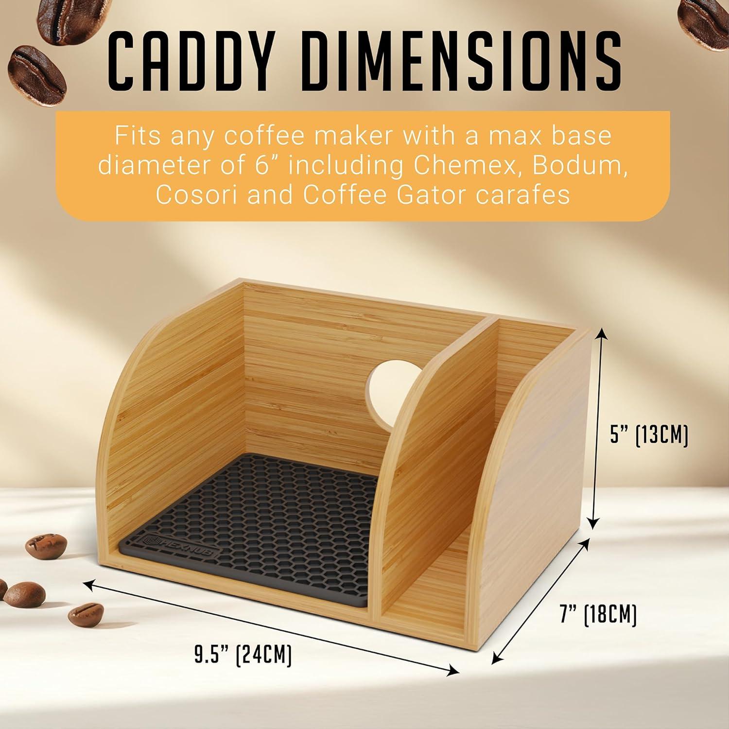 Caddy y Tapa HEXNUB para Cafetera de Goteo - Soporte de Bambú