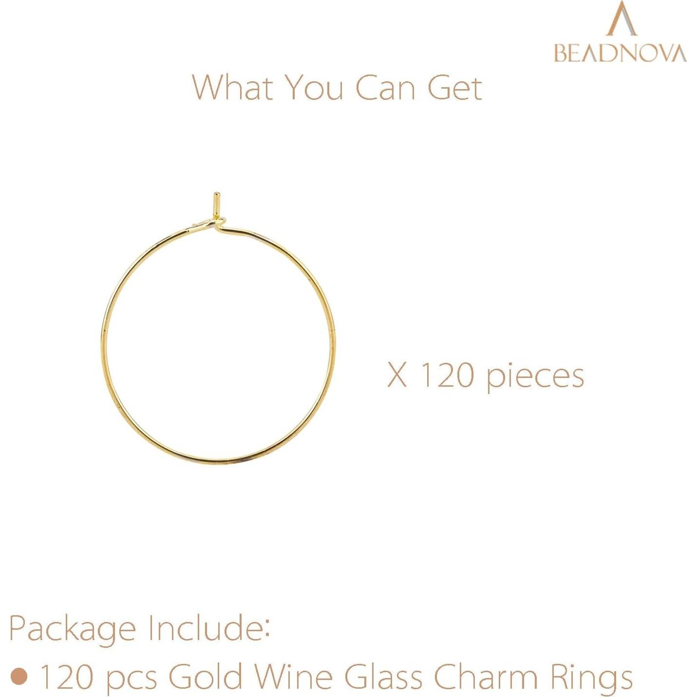 Anillos de Encanto para Copas de Vino BEADNOVA 120pcs Dorado 25mm