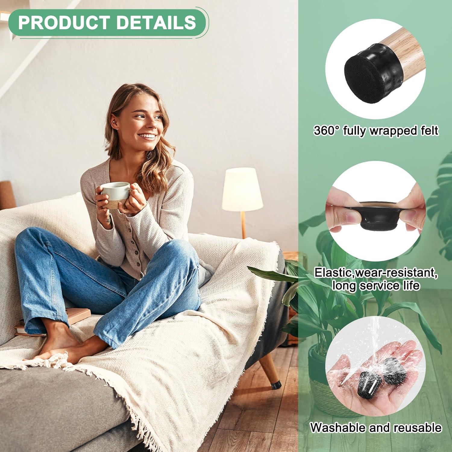 Protectores de Suelo para Patas de Sillas M METERXITY 24 Piezas Negro