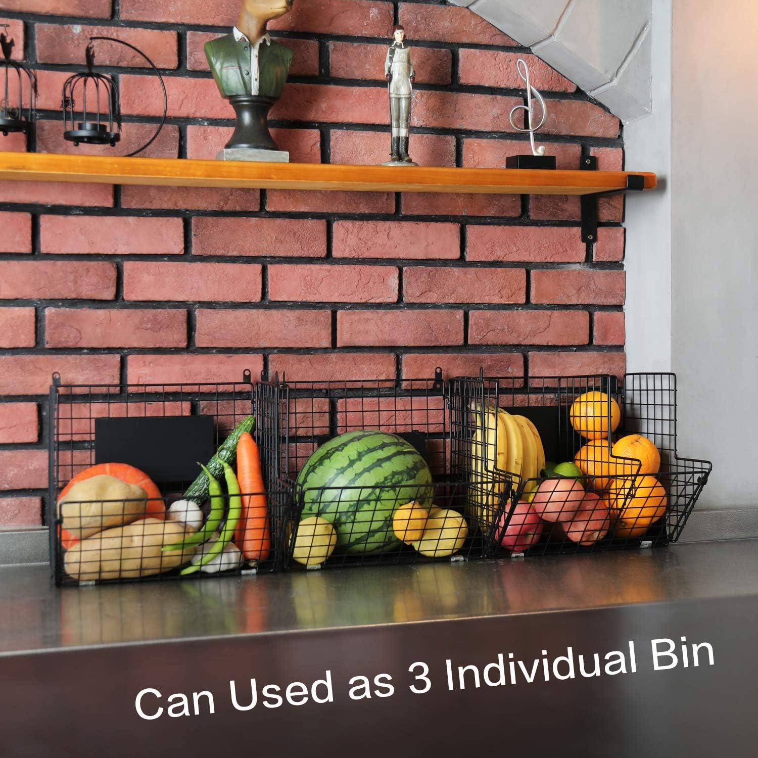 Cesta de Alambre Montada en Pared X-cosrack 3 Niveles Negra