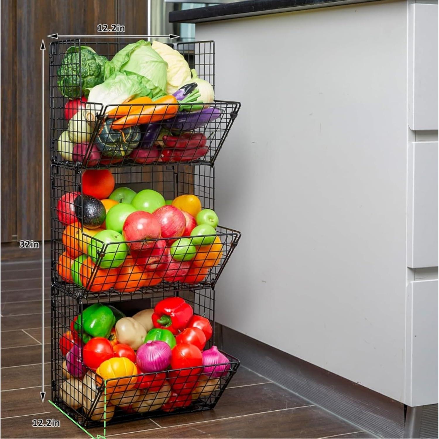 Cesta de Alambre Montada en Pared X-cosrack 3 Niveles Negra