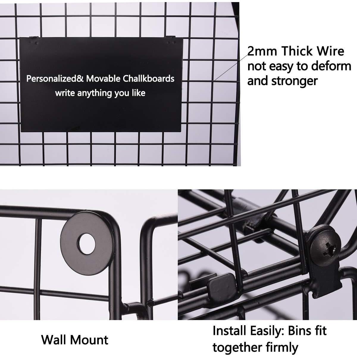 Cesta de Alambre Montada en Pared X-cosrack 3 Niveles Negra