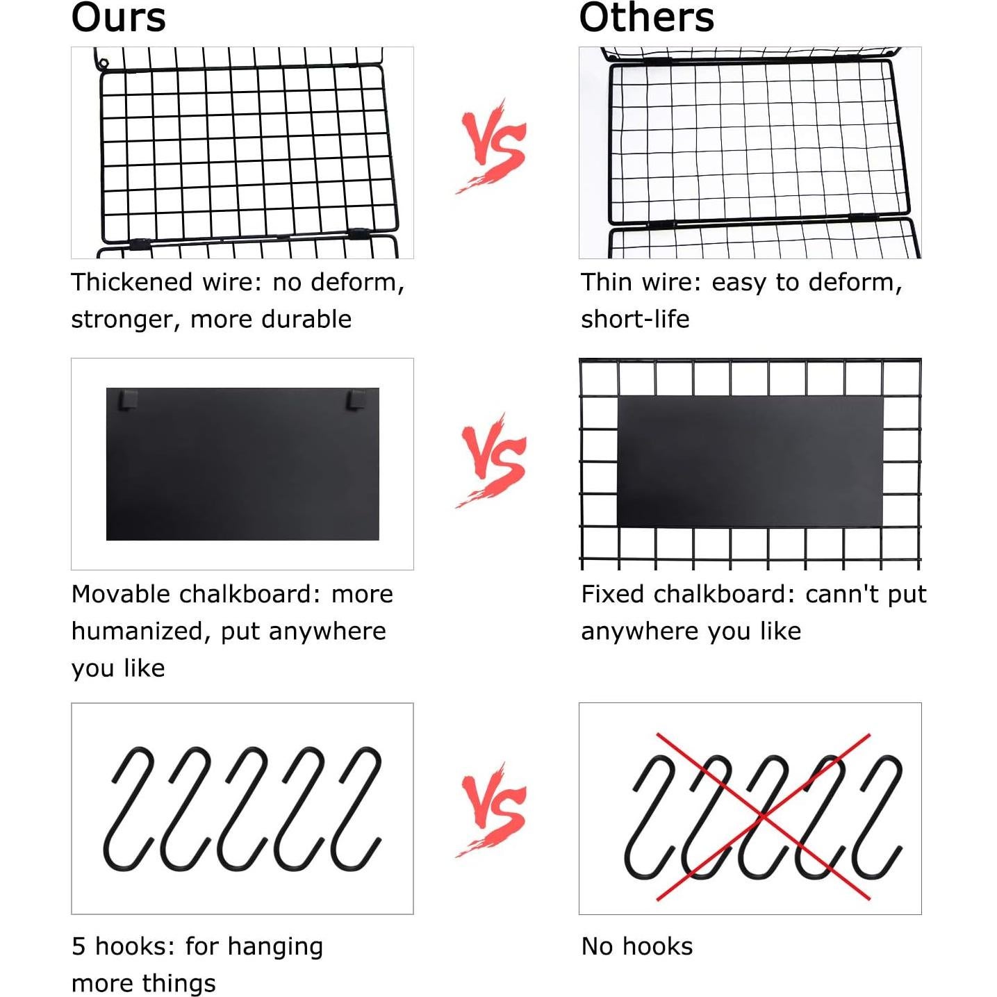 Cesta de Alambre Montada en Pared X-cosrack 3 Niveles Negra