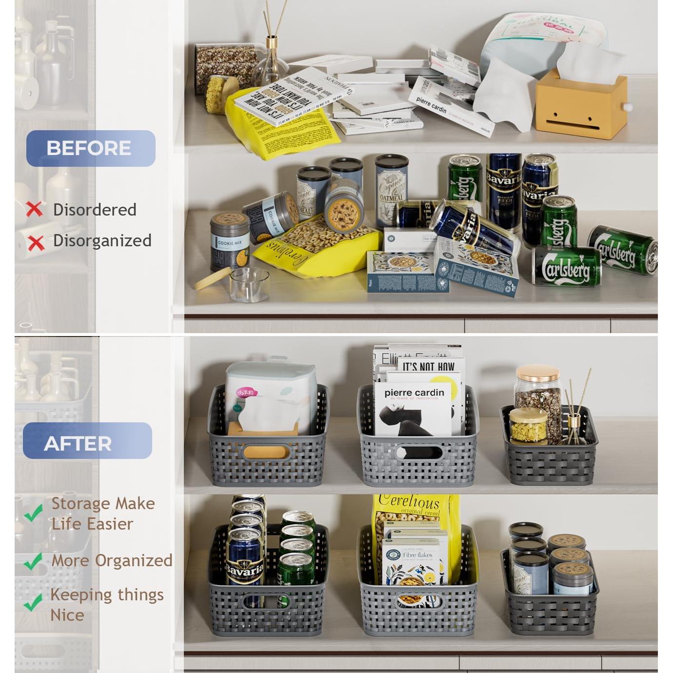 Paquete de 12 Cestas de Almacenamiento FUCDTEFC 26.9x18.3 cm