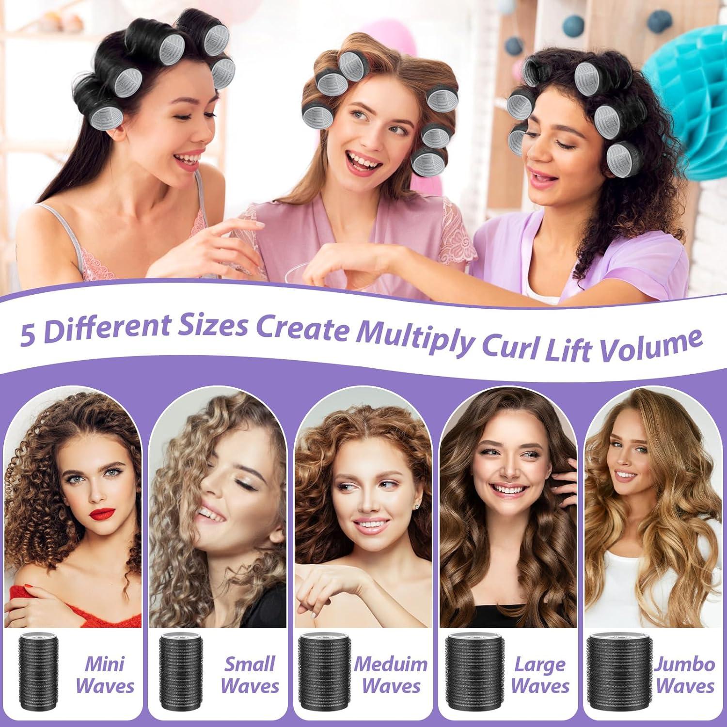 Set de Rulos Autoadhesivos Qinzave 56 PCS 5 Tamaños para Cabello