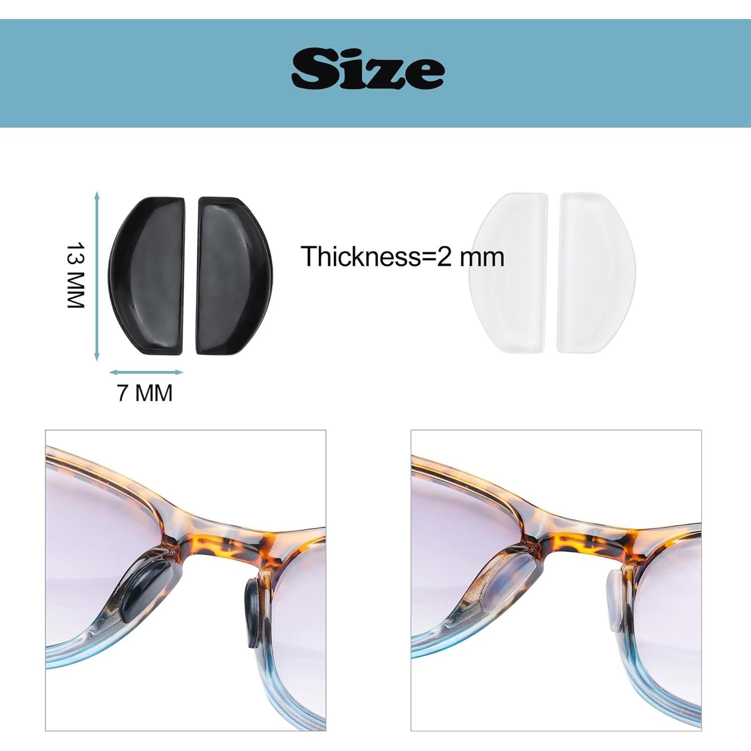 Almohadillas para nariz de gafas Omnful 10 pares negras 2mm