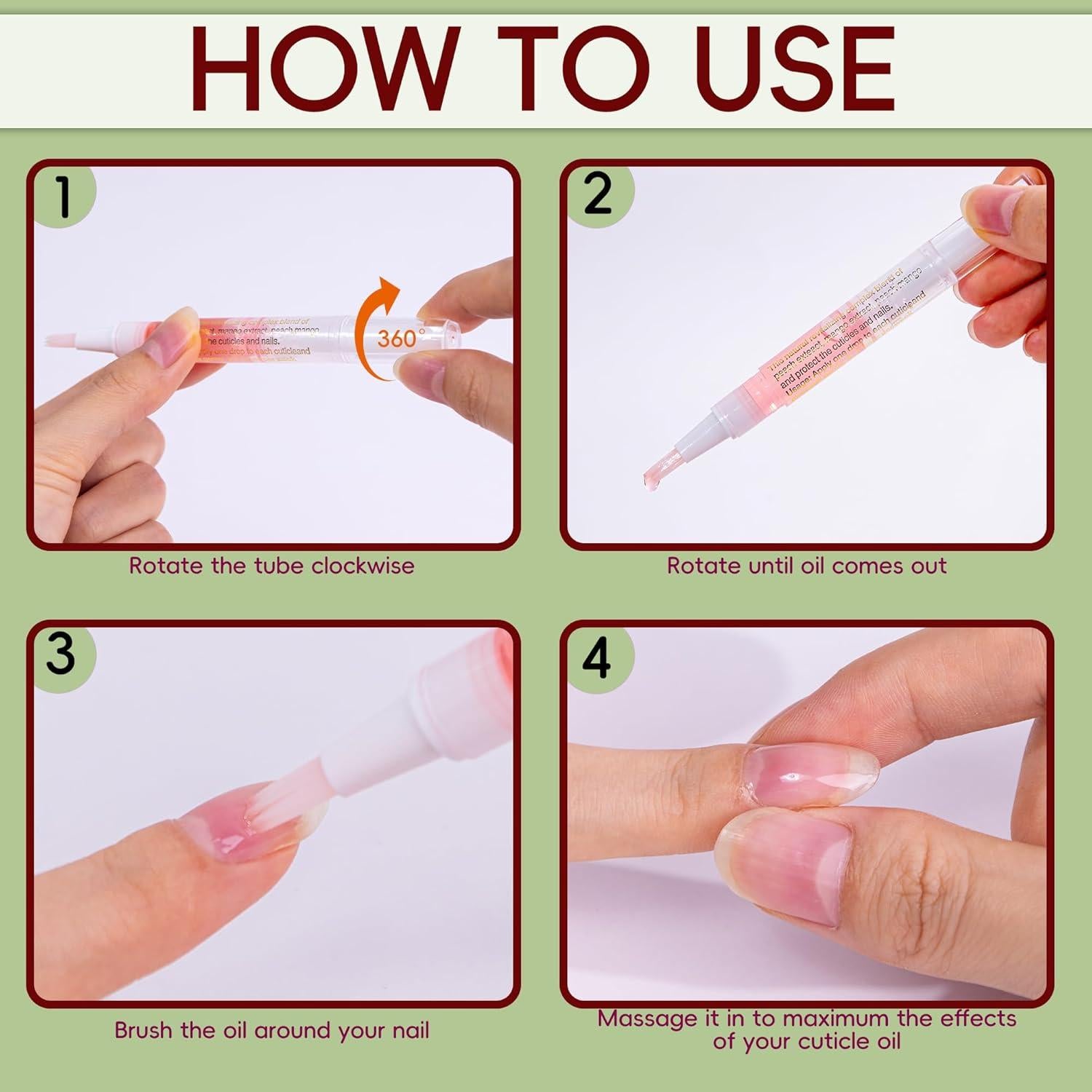 Bolígrafos de Aceite para Cutículas Foncomy - 4 PCS Aromas