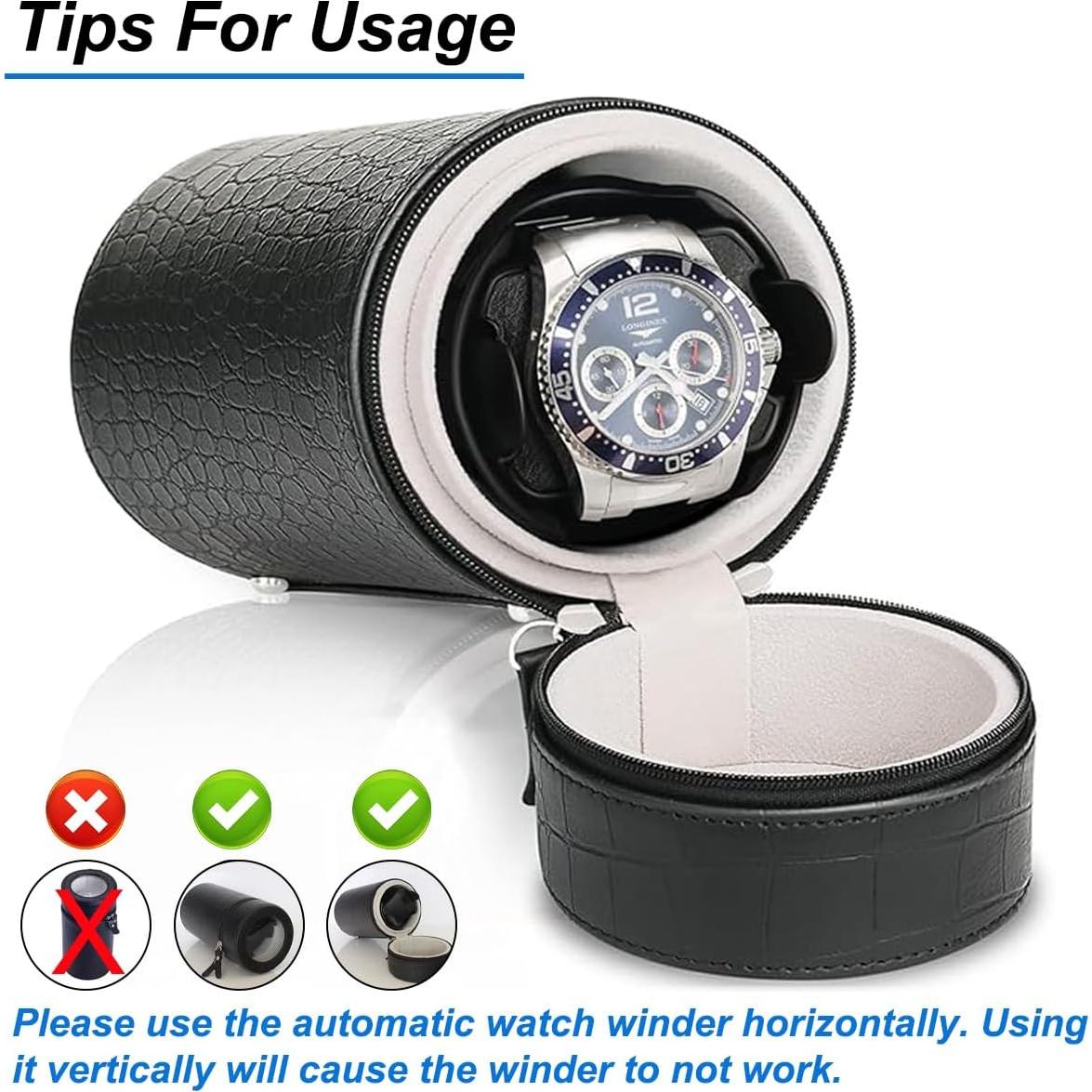 Enrollador de Relojes Automáticos Uthlusty Negro con Motor Silencioso