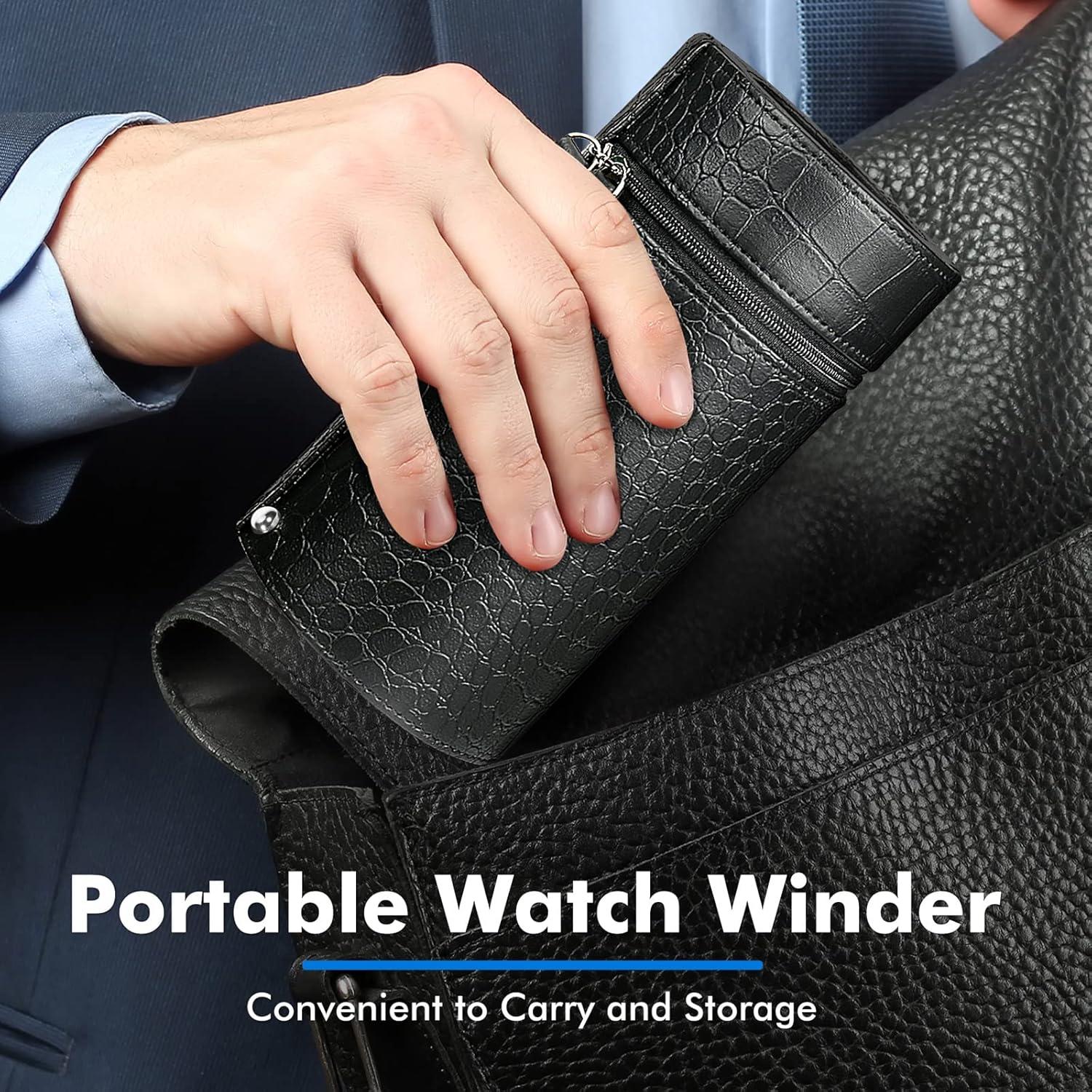 Enrollador de Relojes Automáticos Uthlusty Negro con Motor Silencioso