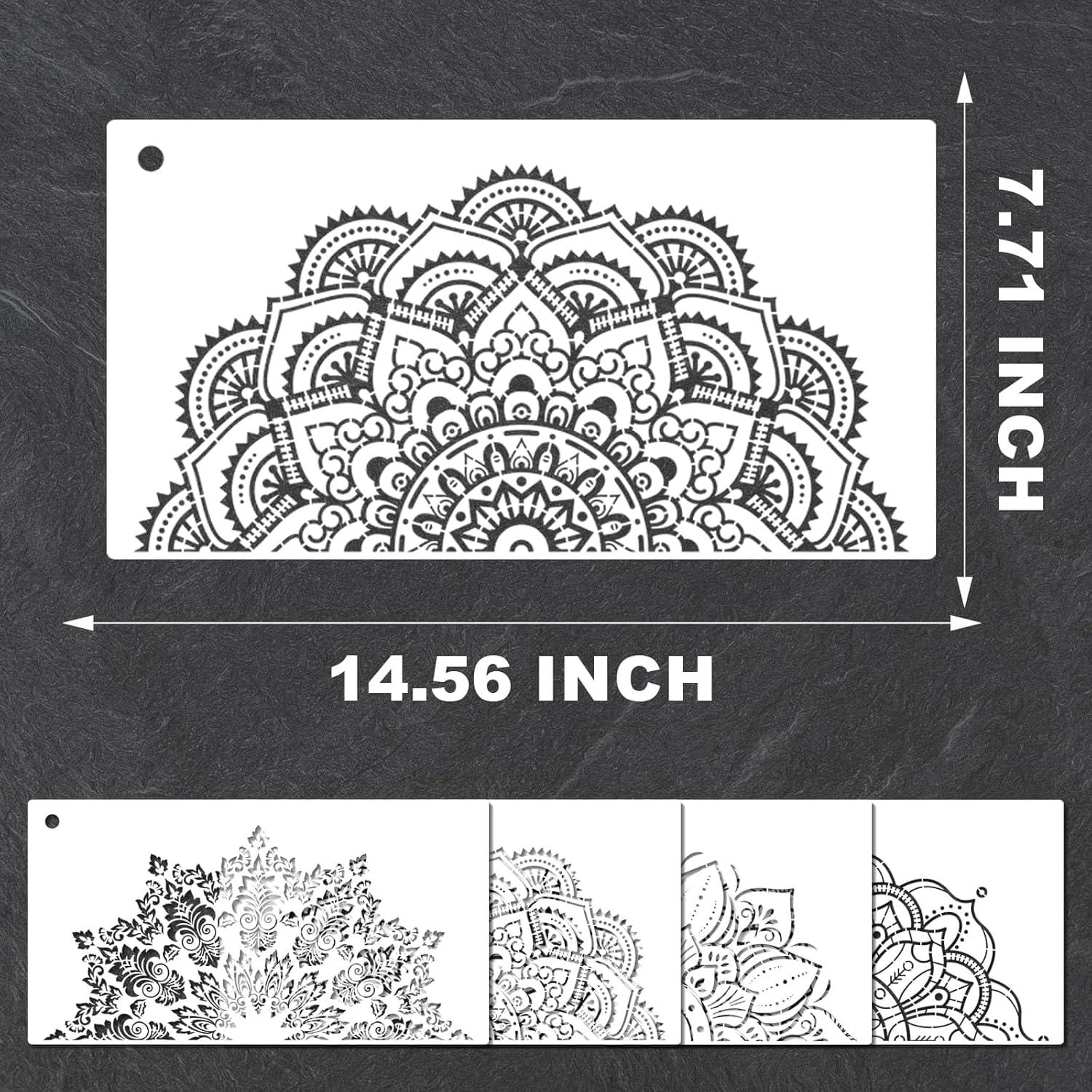 Plantillas de Mandala YKW 4 Pack Reutilizables 36.8x19.6 cm