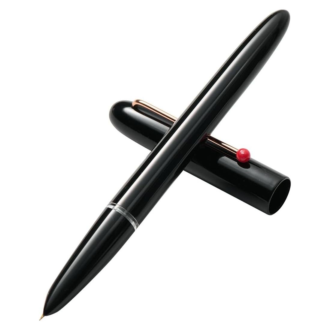 Pluma Fuente Kaco Negra Punta Extra Fina con 8 Cartuchos