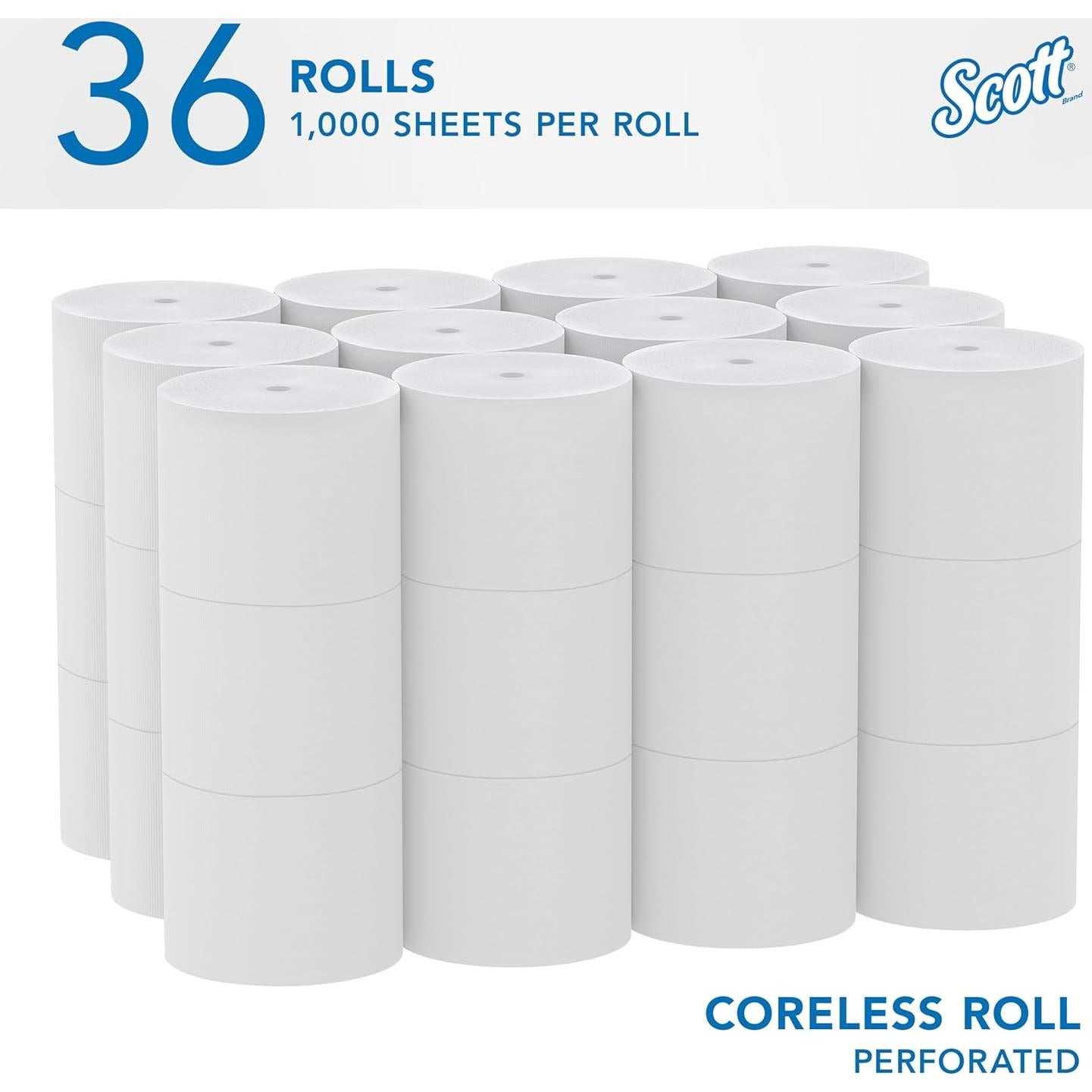 Papel Higiénico Scott Esencial Sin Núcleo 36 Rollos 2-Capas