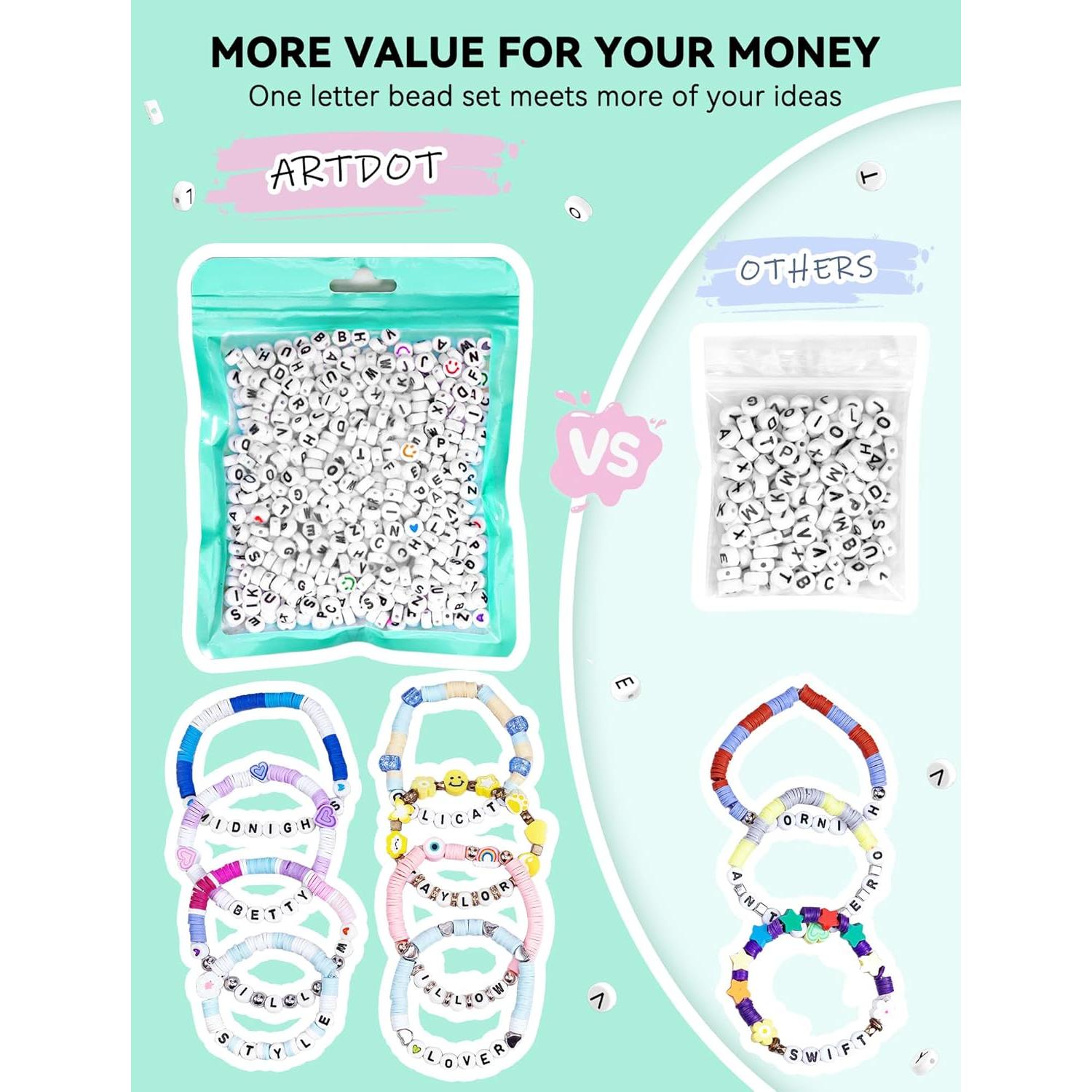 Kit de Cuentas de Letras ART DOT 800 Piezas para Pulseras