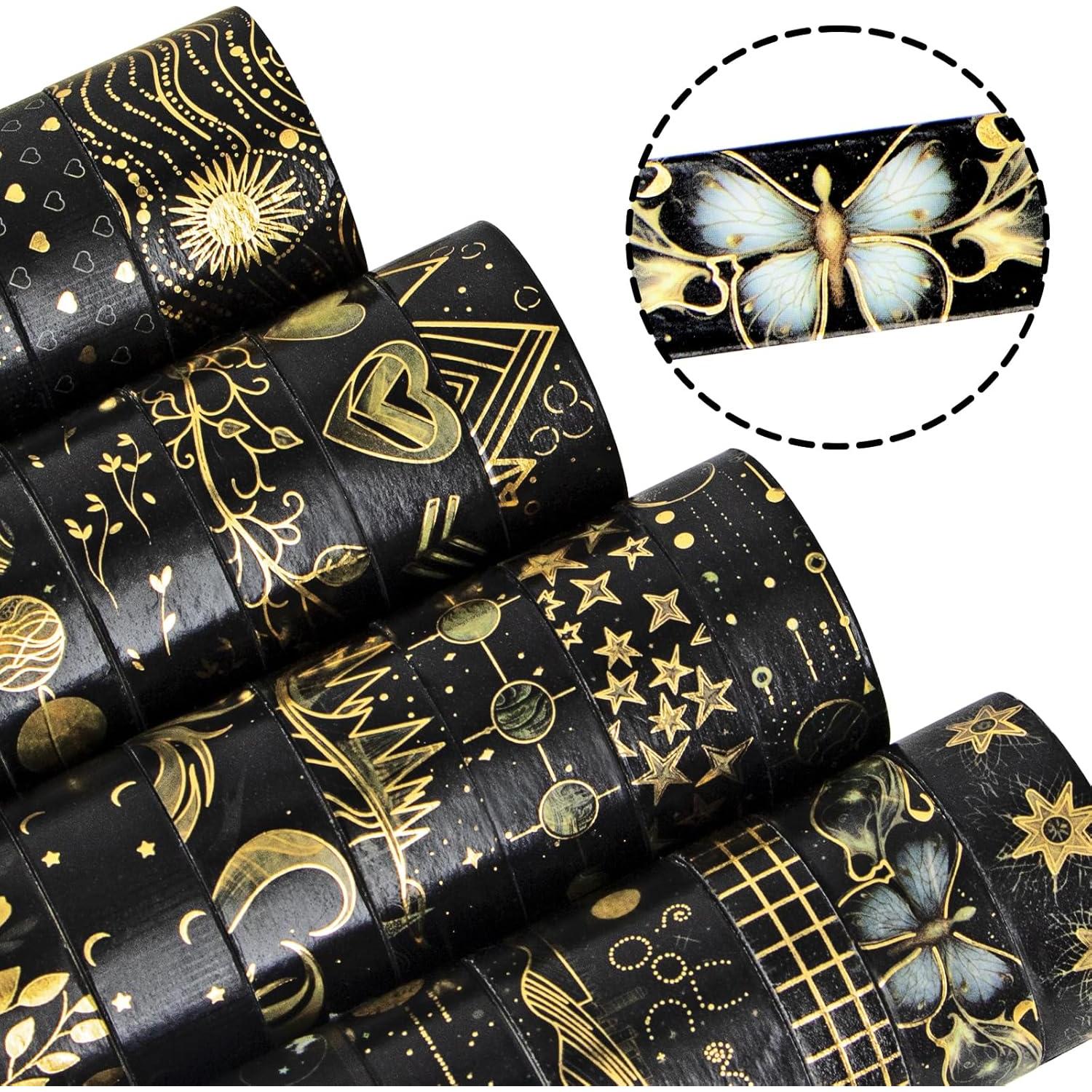 Conjunto de Cinta Washi Negra NANYNNU 27 Rollos Decorativa